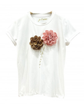 T-SHIRT ROSE ROSA/CHOCCOLATE