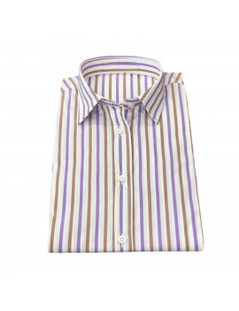 CAMICIA STRIPES LILLA/MORO