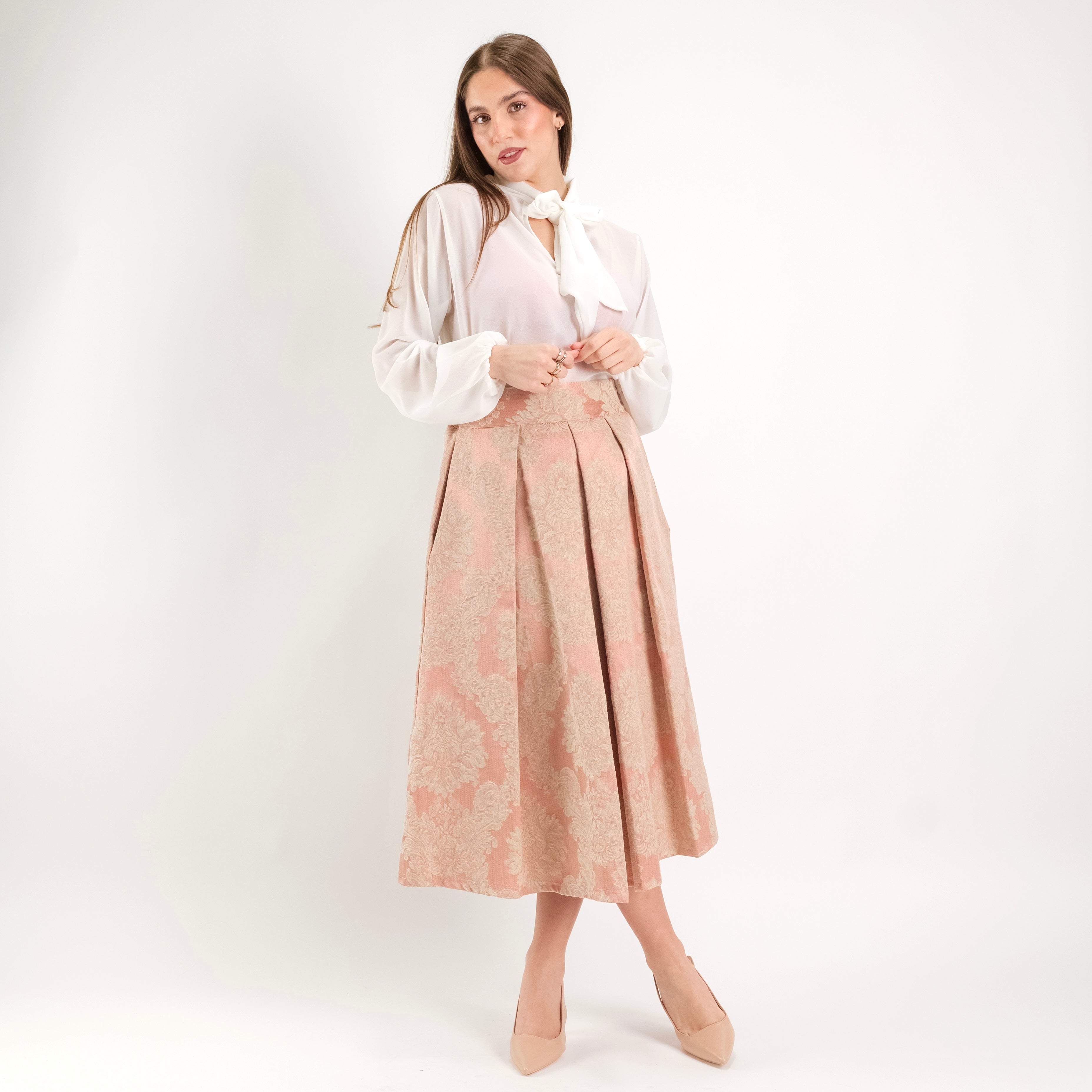 SARTORIA GONNA DAMASCO ROSA