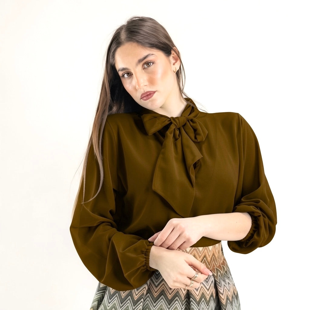 SARTORIA BLUSA FIOCCO CIOCCOLATO