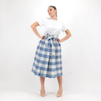 SARTORIA GONNA FIOCCO MADRAS BLU