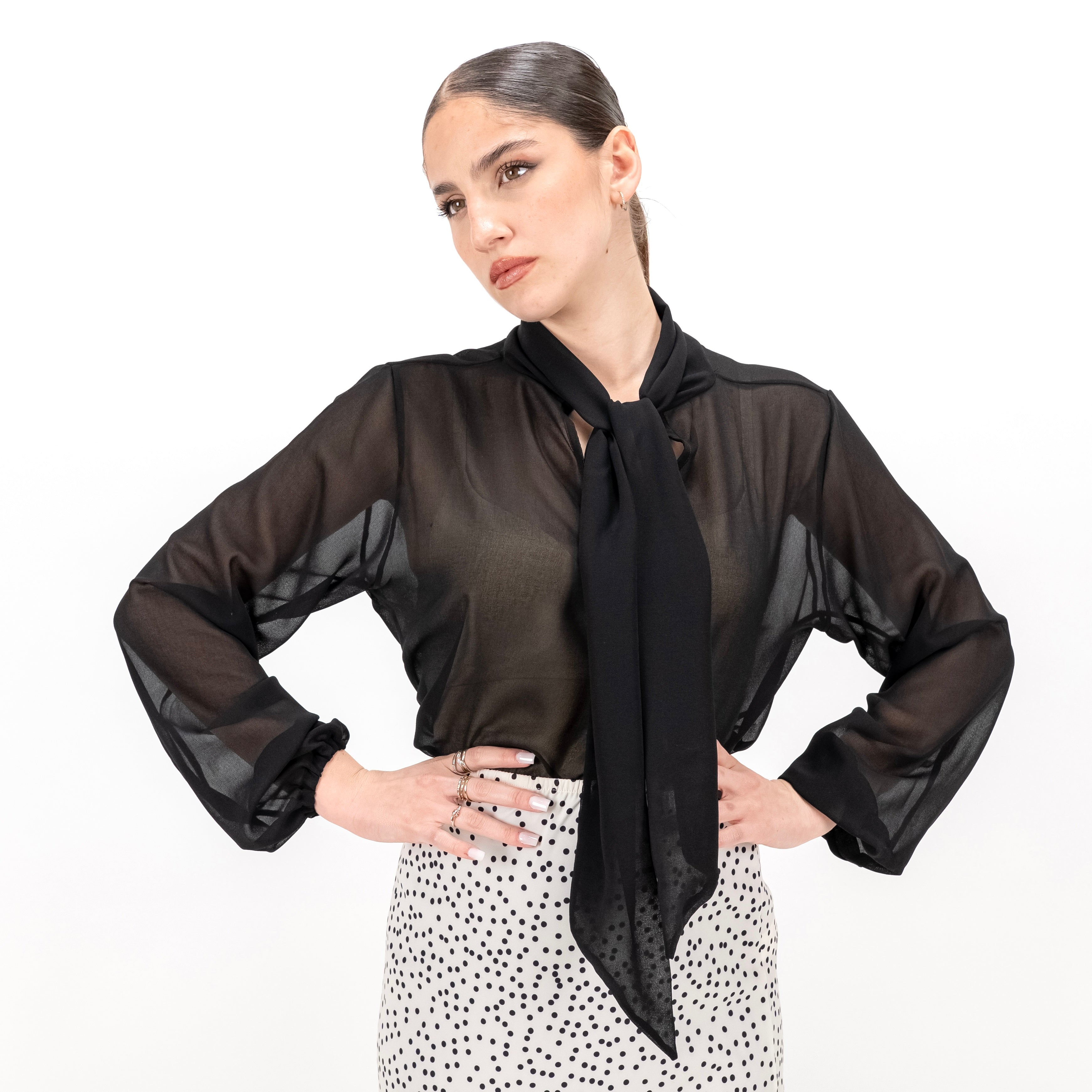 SARTORIA BLUSA FIOCCO NERO