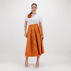 SARTORIA GONNA DAMASCO ARANCIO HERMES