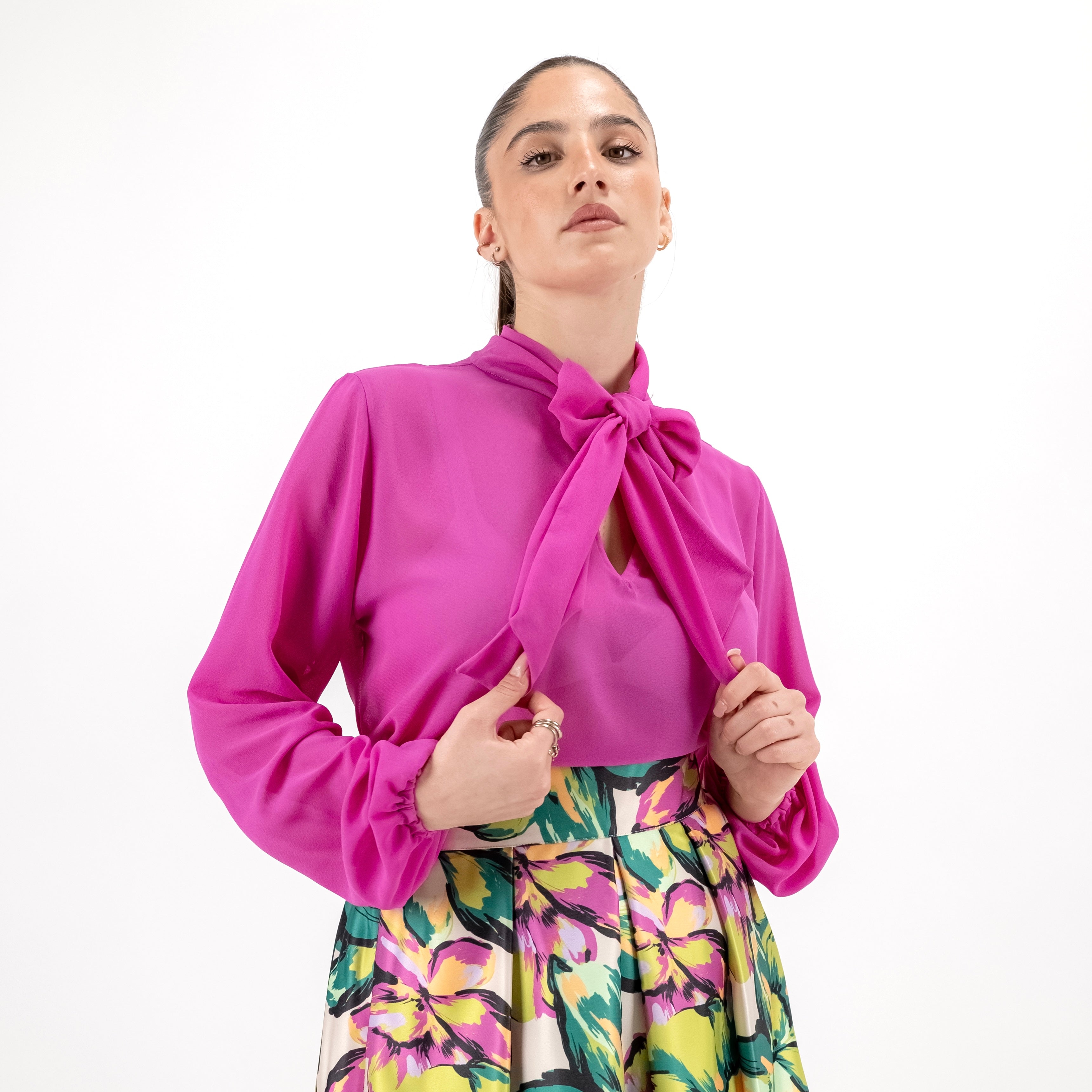 SARTORIA BLUSA FIOCCO FUCSIA