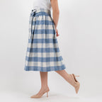 SARTORIA GONNA FIOCCO MADRAS BLU