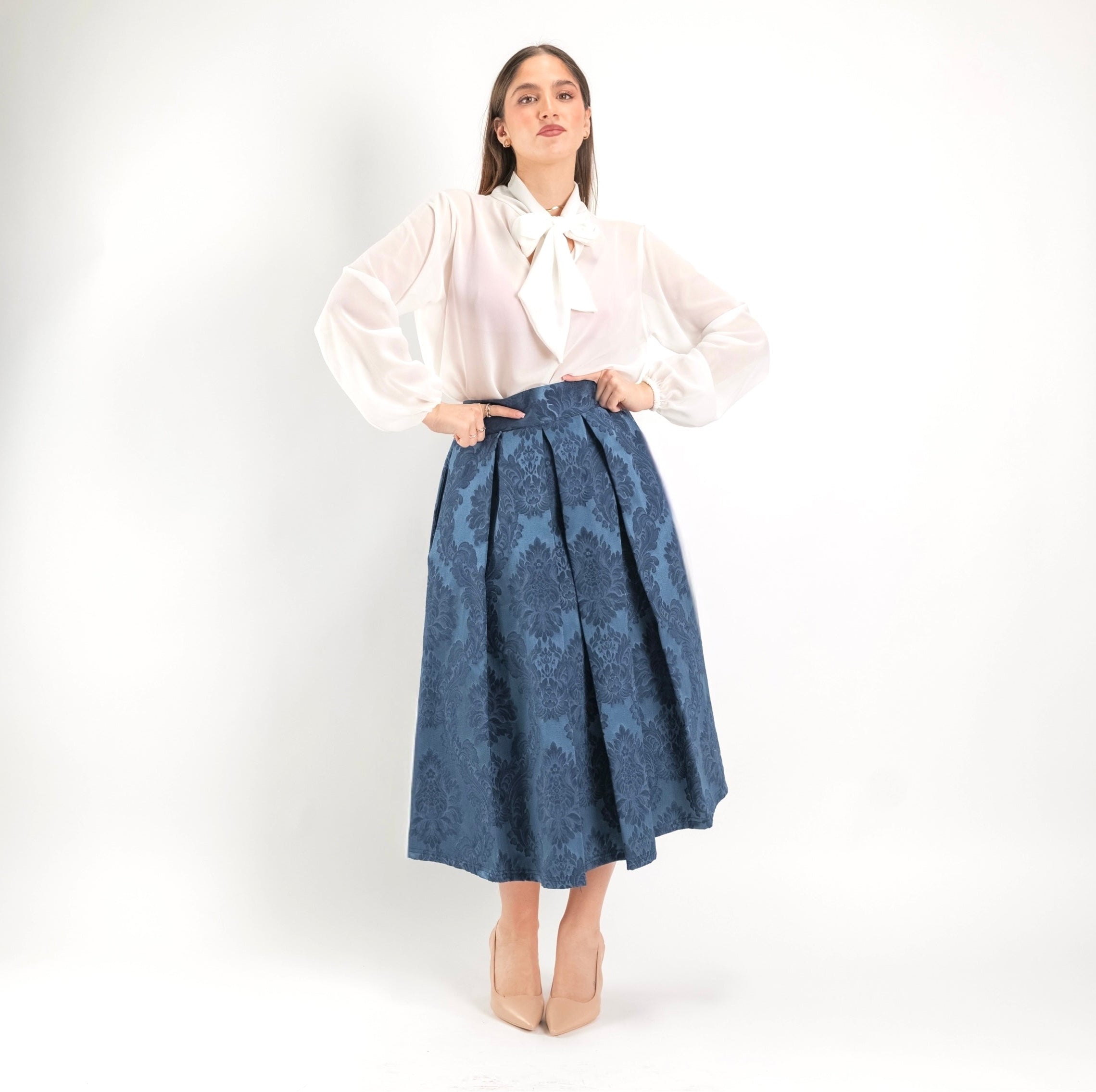 SARTORIA GONNA DAMASCO BLU