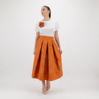SARTORIA GONNA DAMASCO ARANCIO HERMES