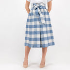 SARTORIA GONNA FIOCCO MADRAS BLU