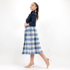 SARTORIA GONNA FIOCCO MADRAS BLU