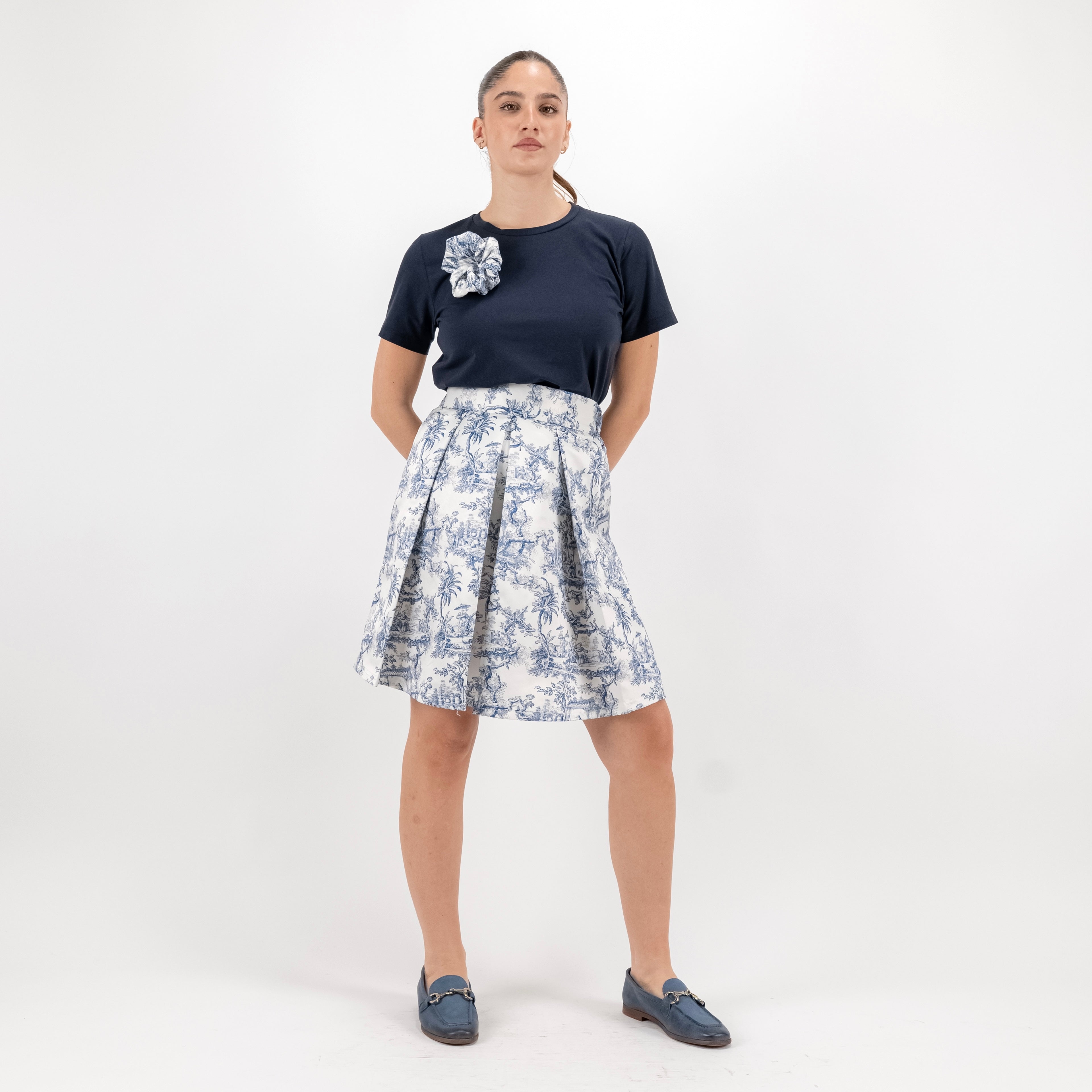 SARTORIA GONNA MINI TOILE BLU