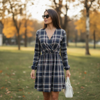 SARTORIA ABITO KIMONO TARTAN BLU