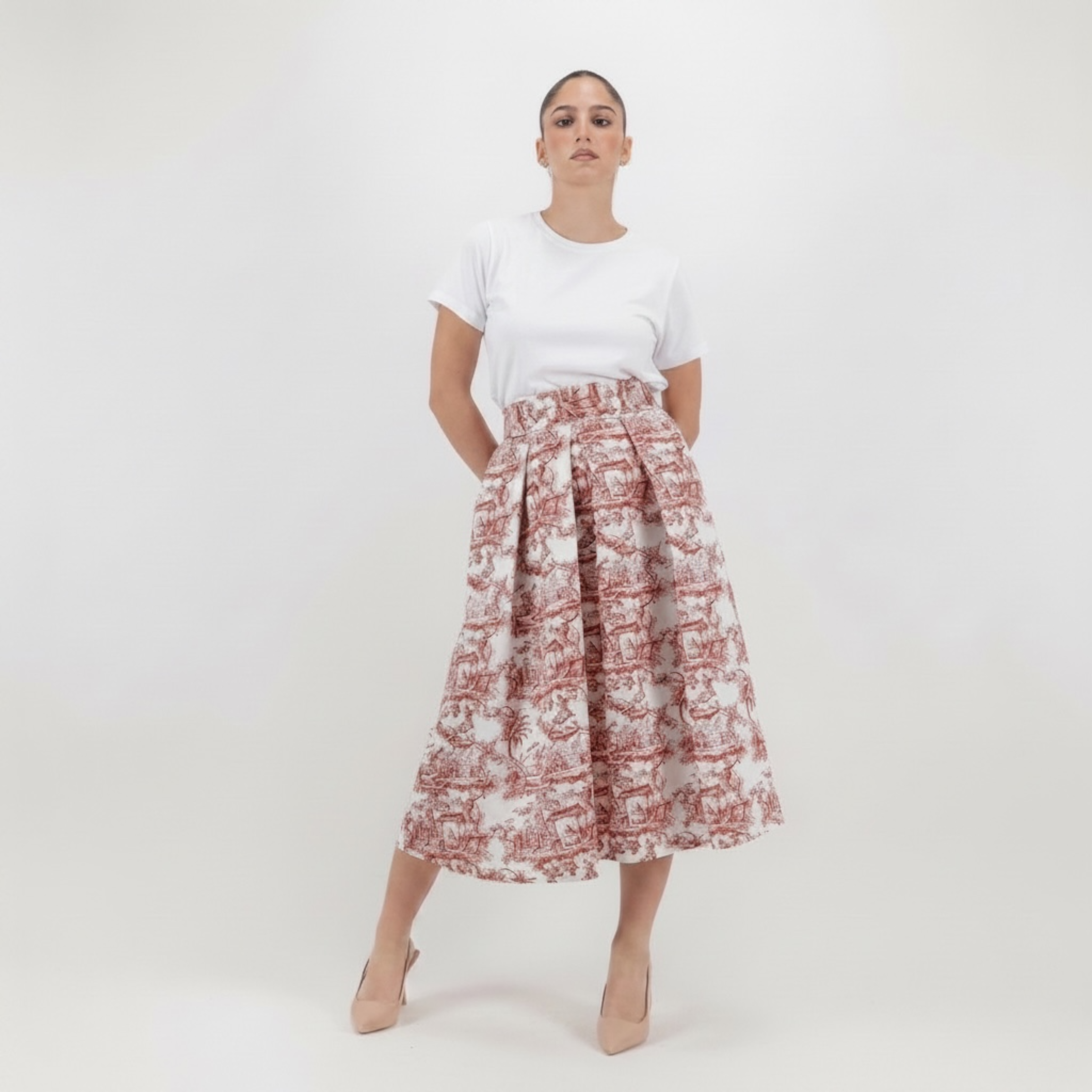 SARTORIA GONNA MIDI TOILE ROSSO