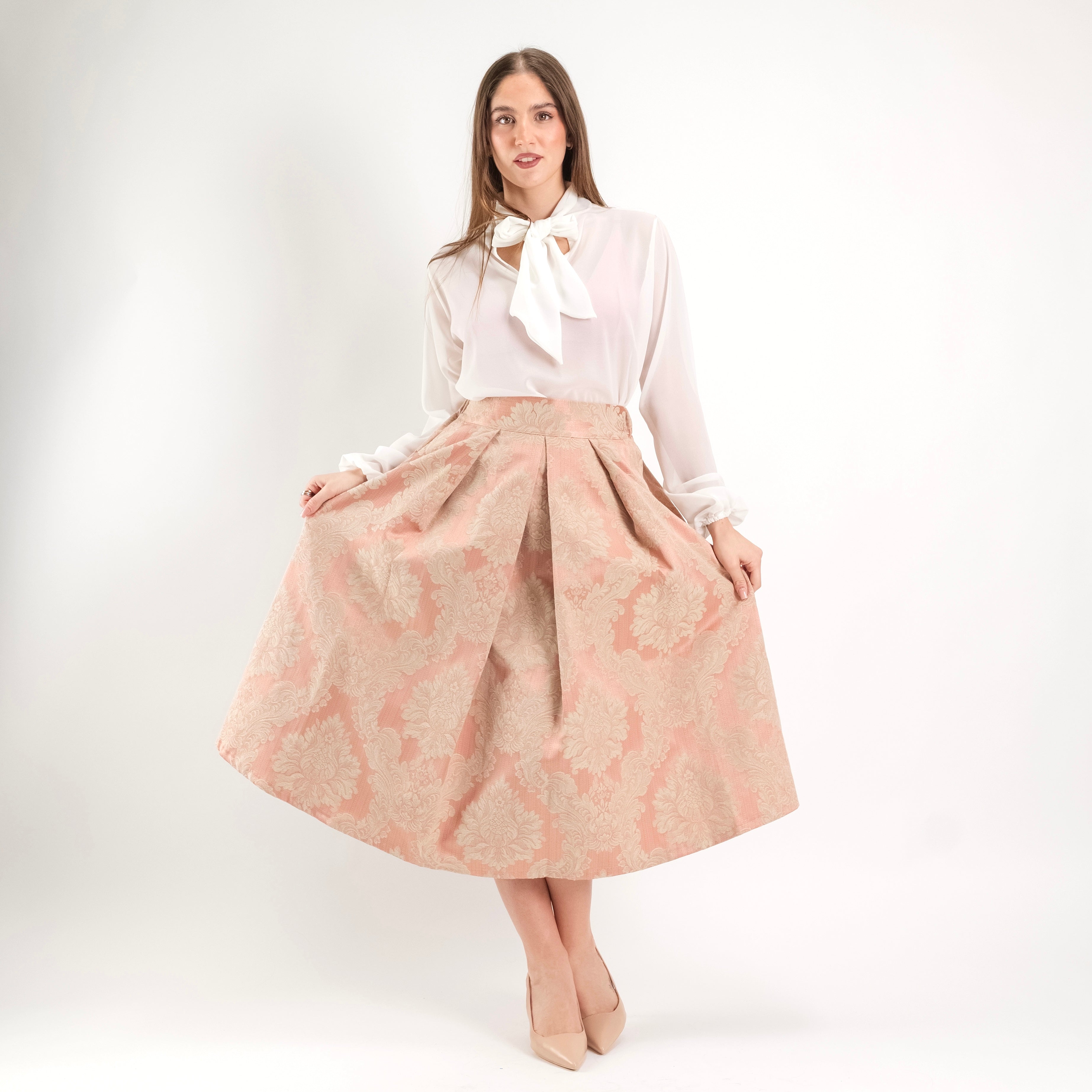 SARTORIA GONNA DAMASCO ROSA