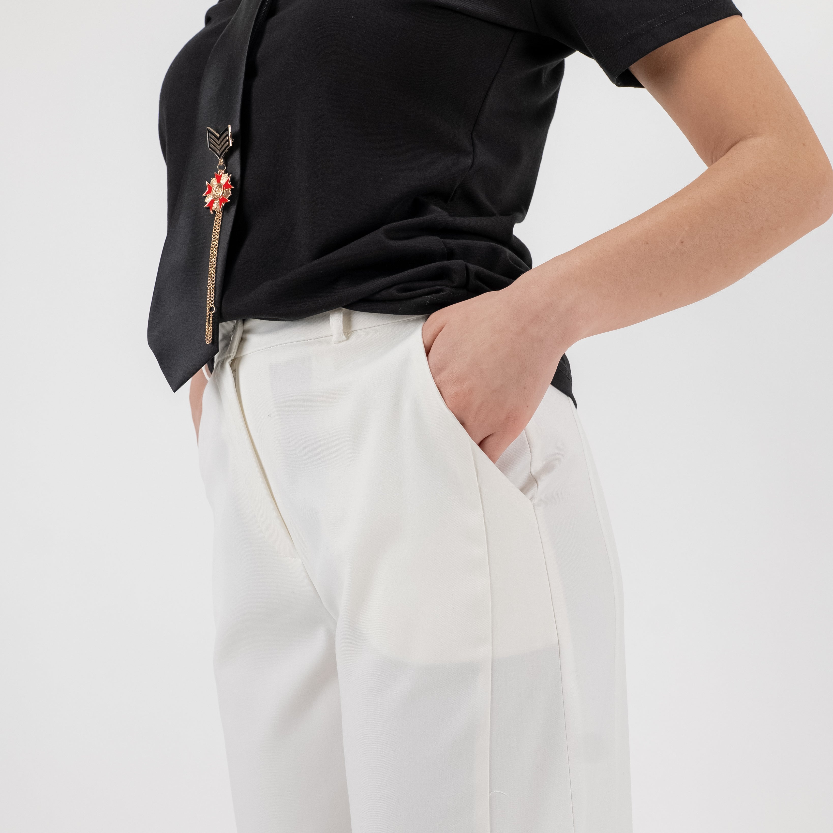 JETAIME PANTALONE BARREL WOOL OFF WHITE