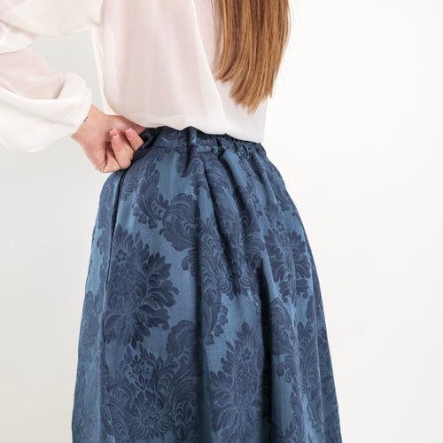 Gonna Midi Damasco Blu – Sartoria Capresi