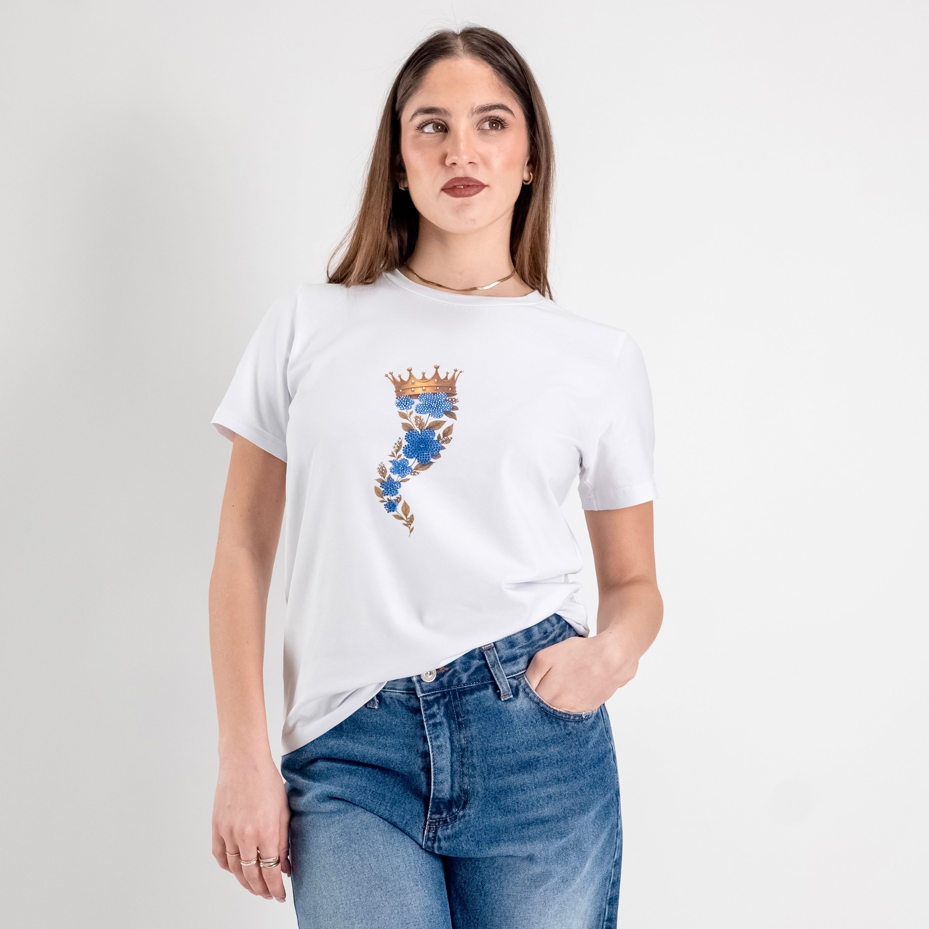 JETAIME T-SHIRT FLOWER HORN BLU