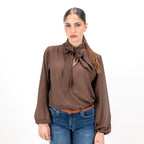 SARTORIA BLUSA FIOCCO CIOCCOLATO