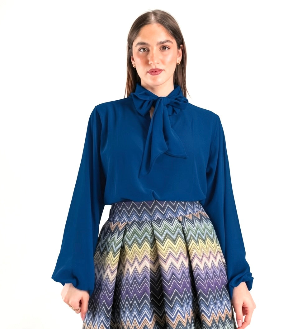 SARTORIA BLUSA FIOCCO BLU