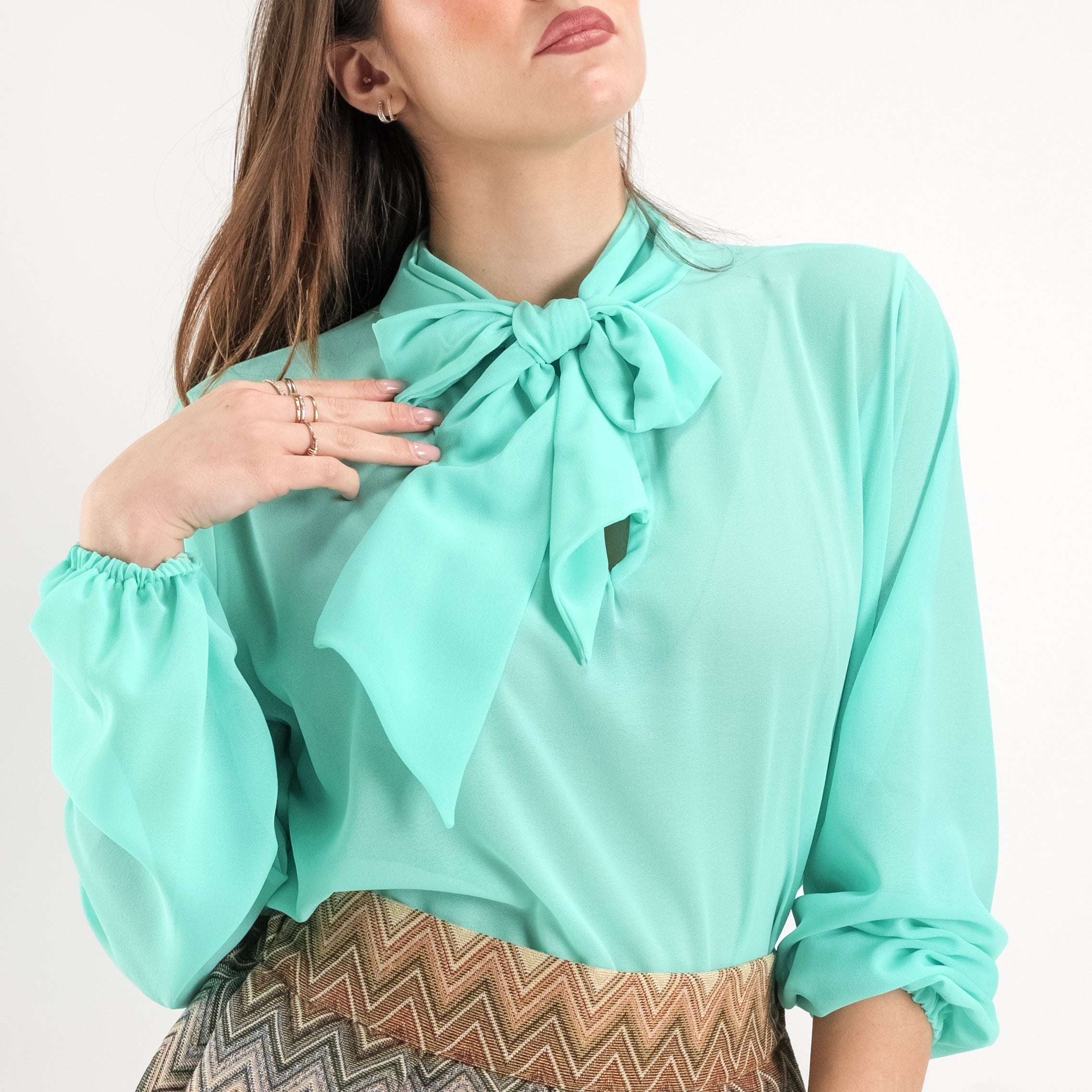 SARTORIA BLUSA FIOCCO MENTA