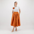 SARTORIA GONNA DAMASCO ARANCIO HERMES