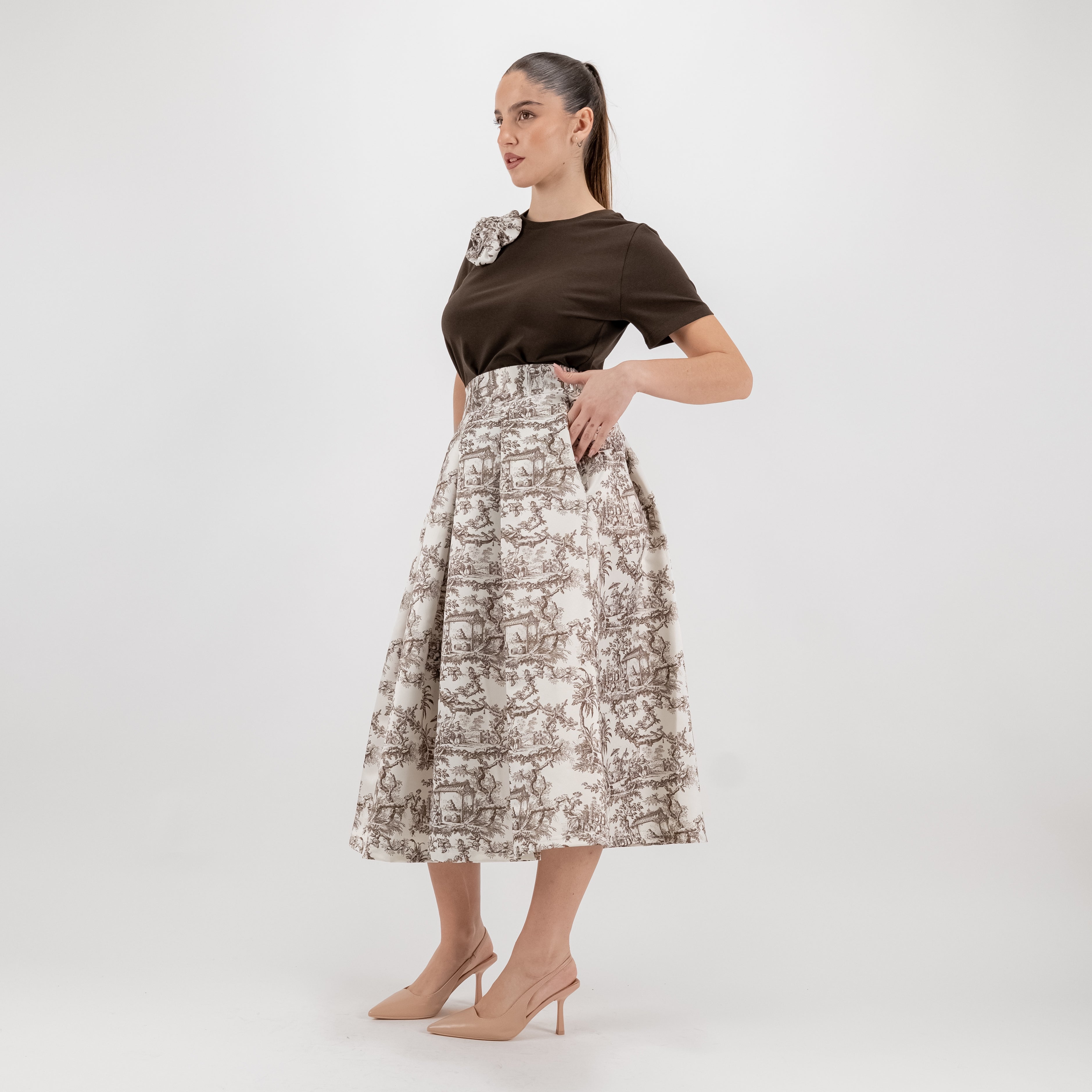 SARTORIA GONNA MIDI TOILE MORO