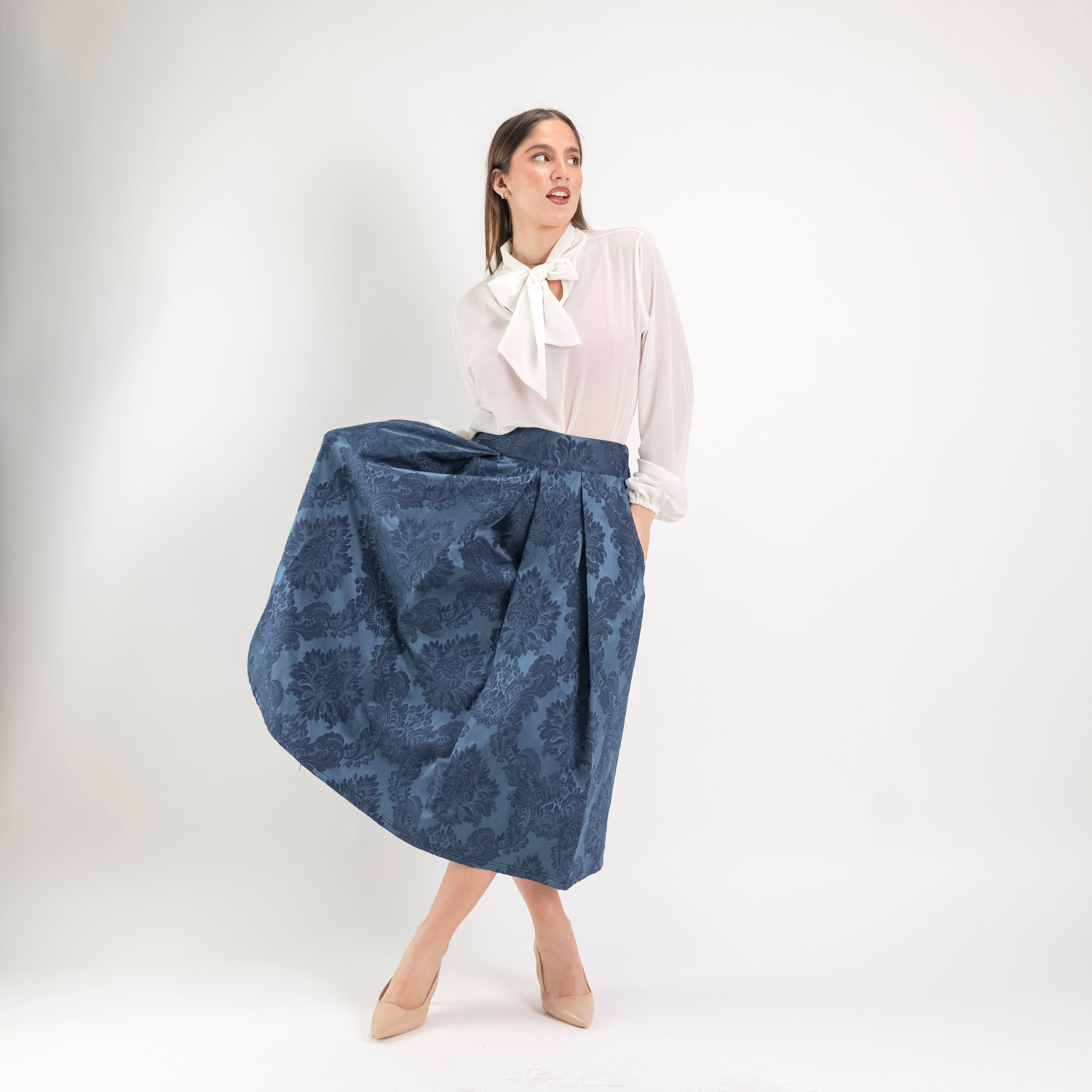 SARTORIA GONNA DAMASCO BLU