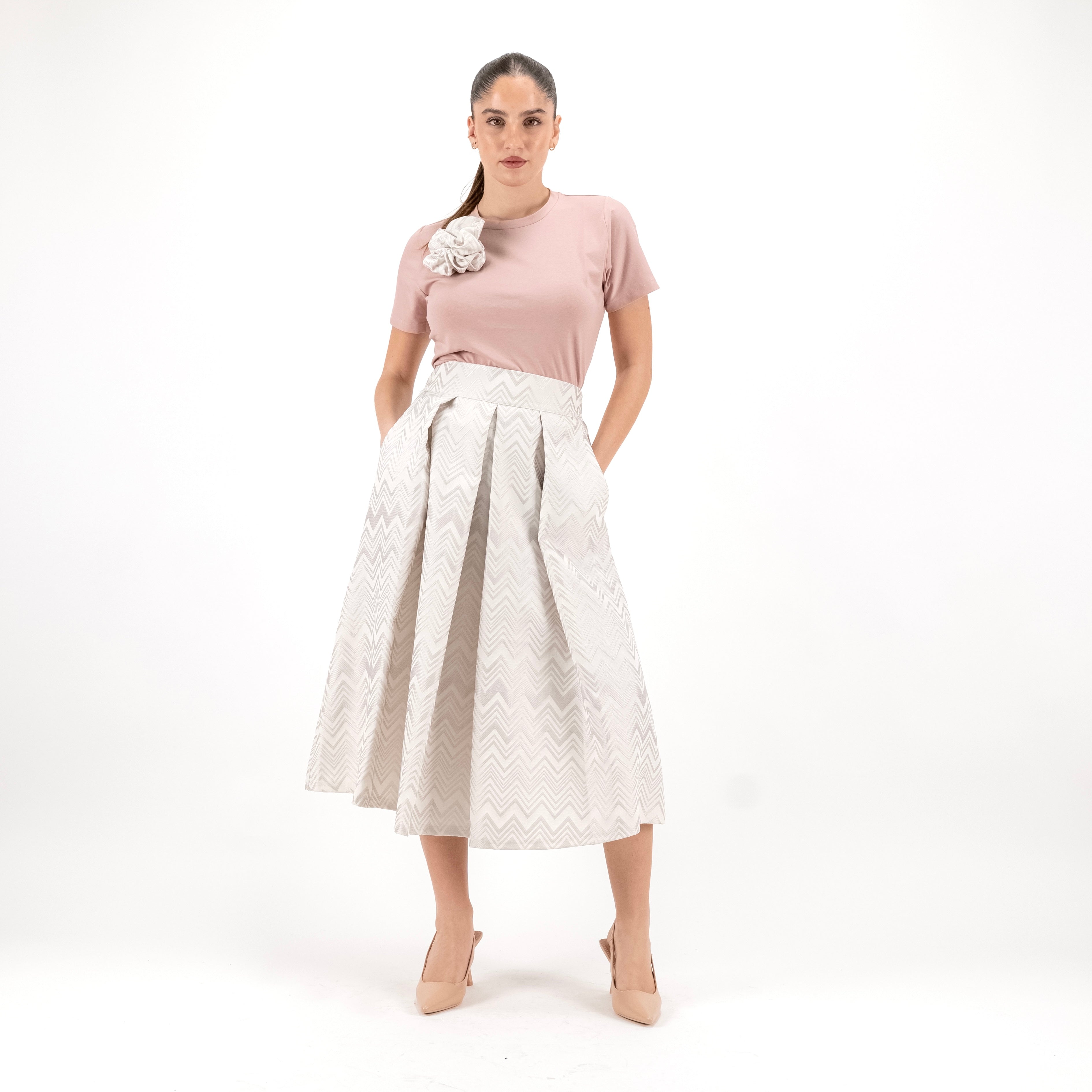 SARTORIA GONNA BROCCATO MISSONI AVORIO