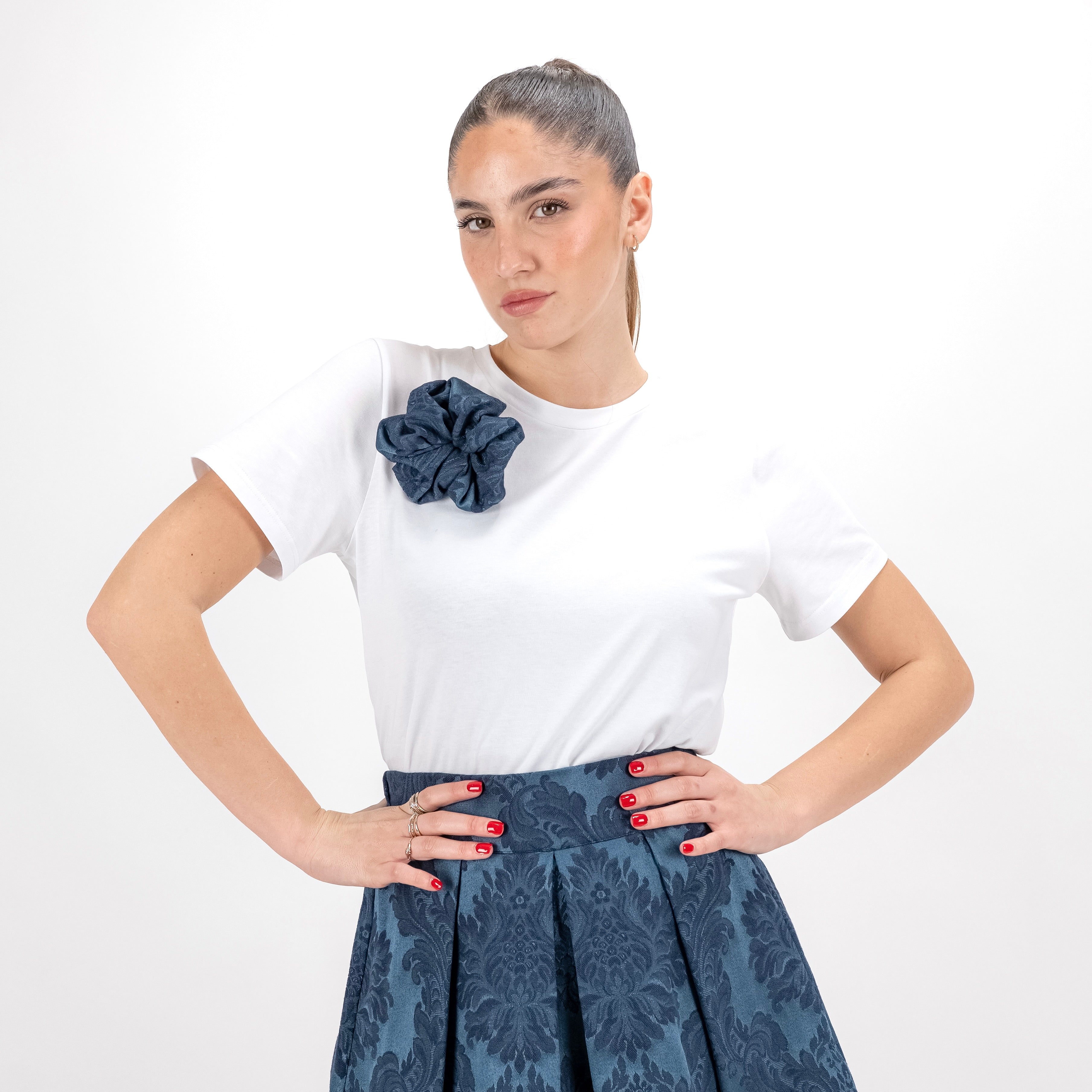 SARTORIA T-SHIRT DAMASCO BLU