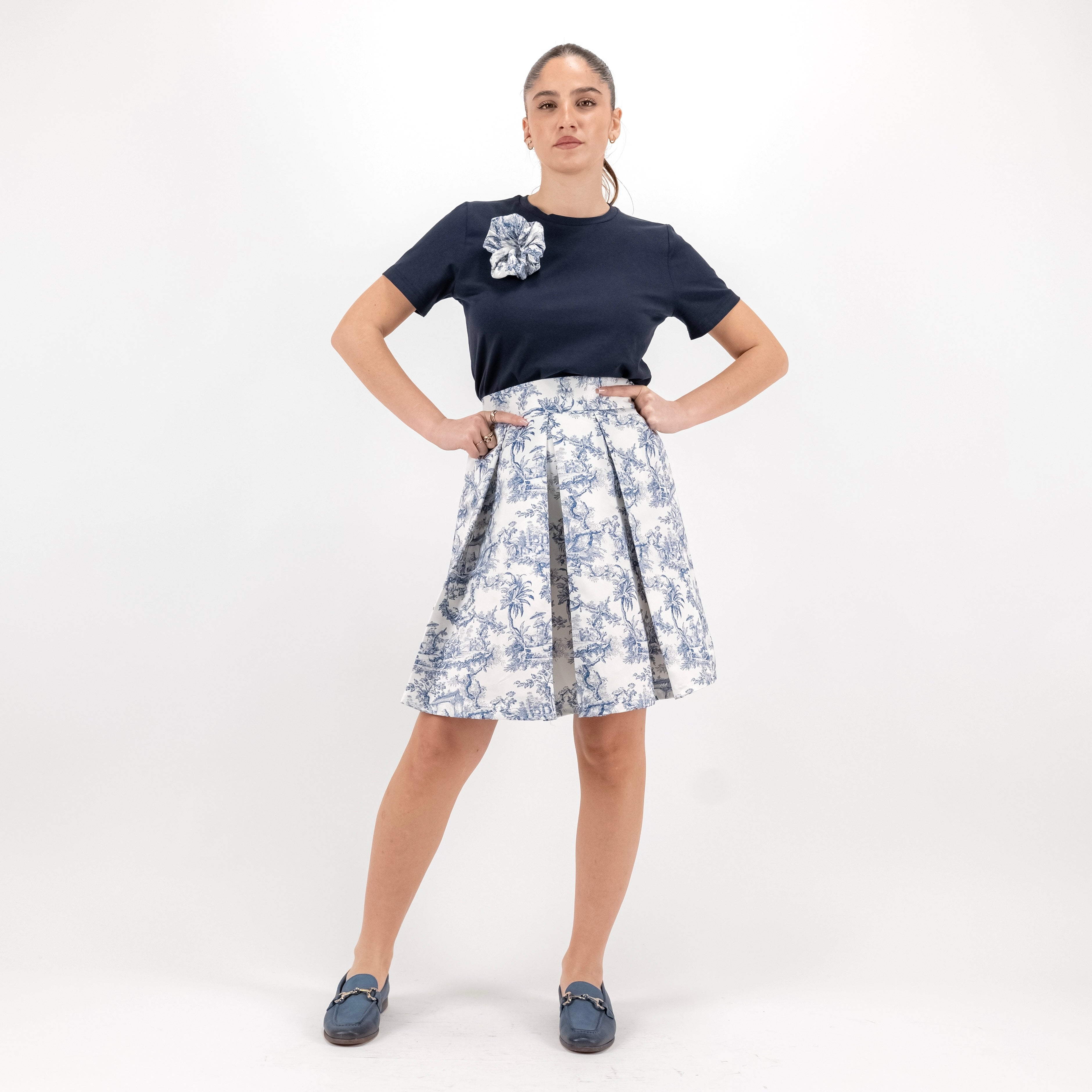 SARTORIA GONNA MINI TOILE BLU