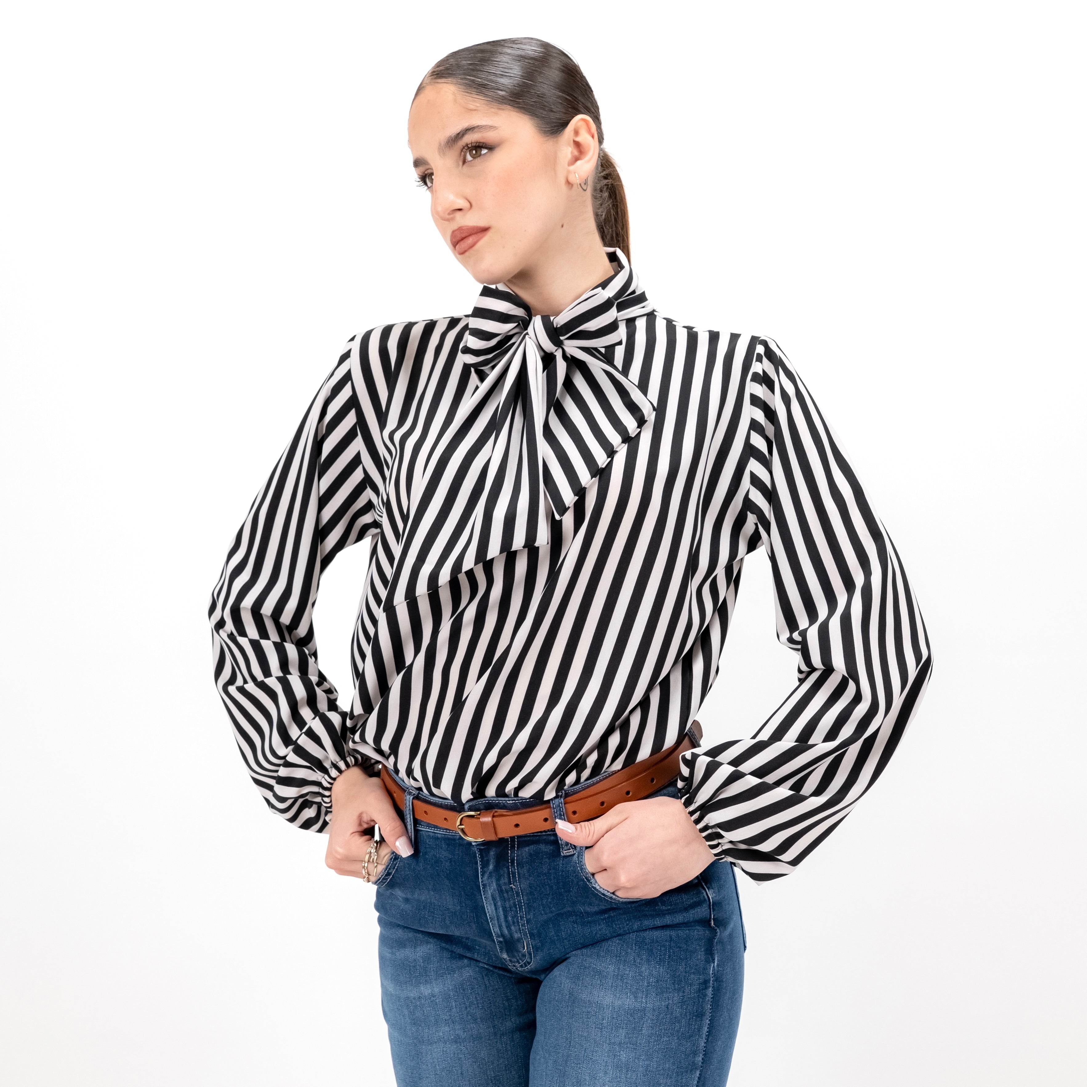 SARTORIA BLUSA FIOCCO STRIPE
