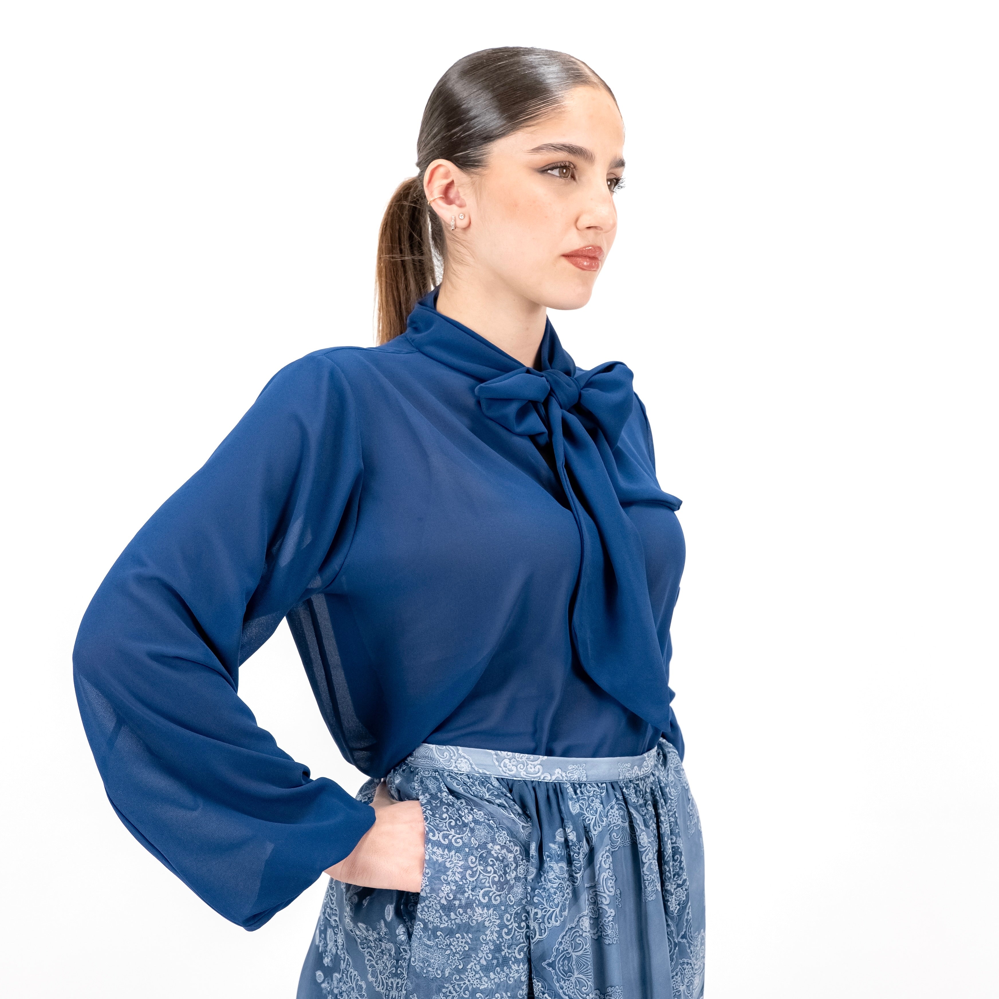 SARTORIA BLUSA FIOCCO BLU