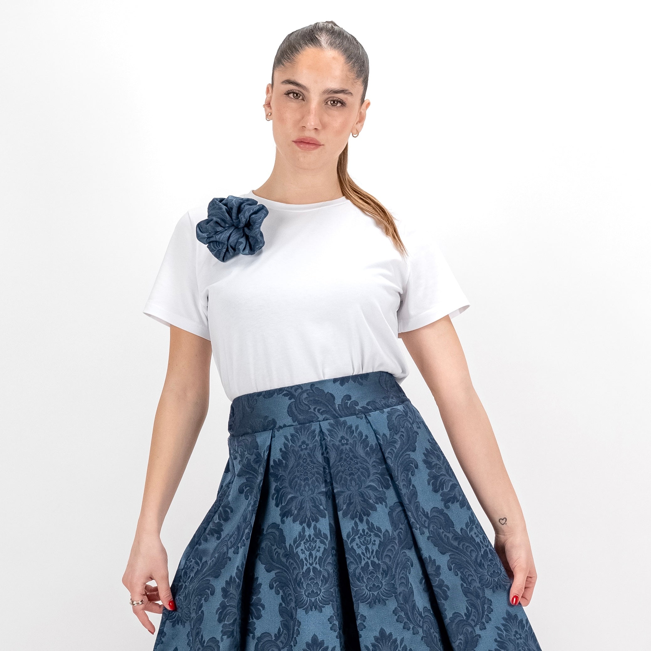 SARTORIA T-SHIRT DAMASCO BLU