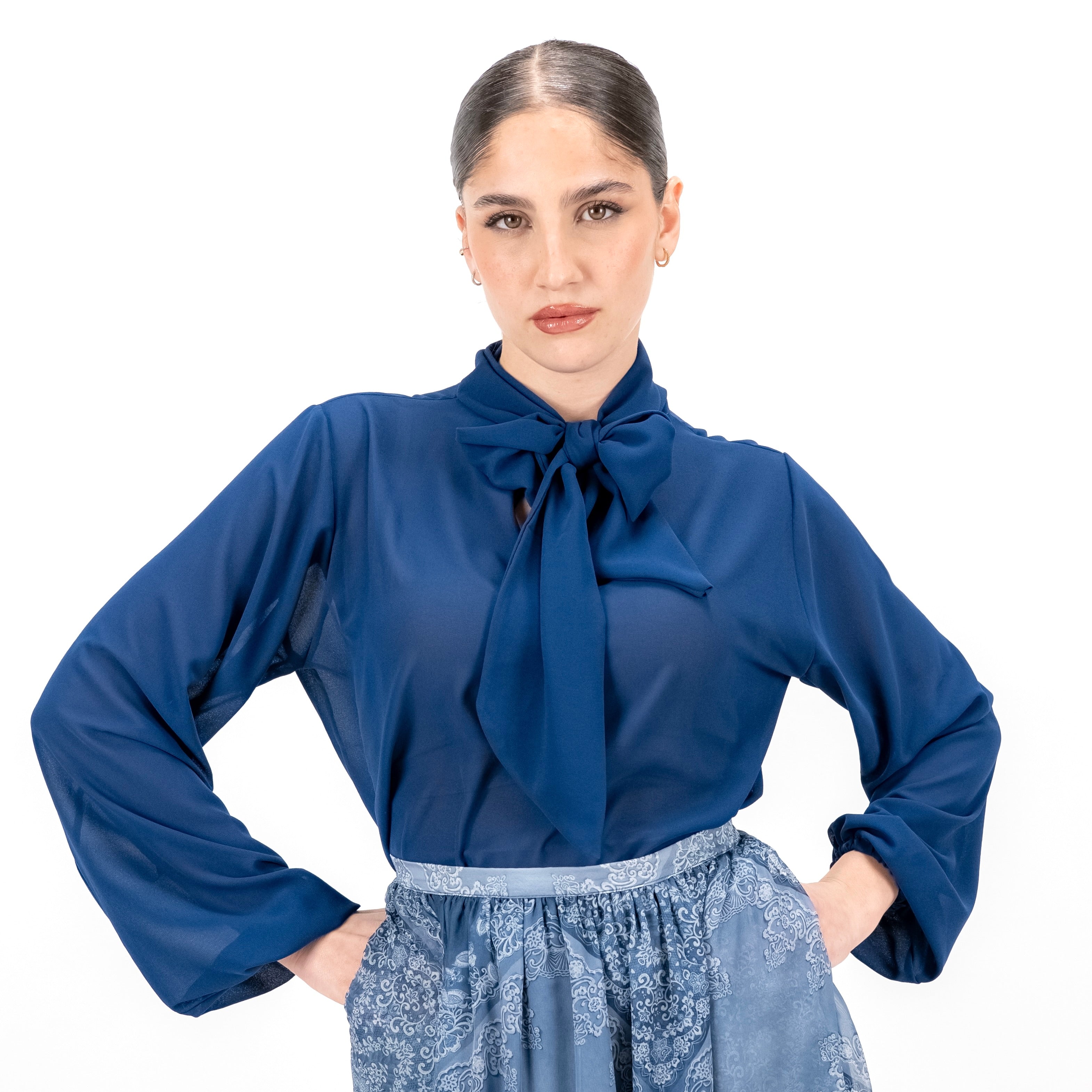 SARTORIA BLUSA FIOCCO BLU