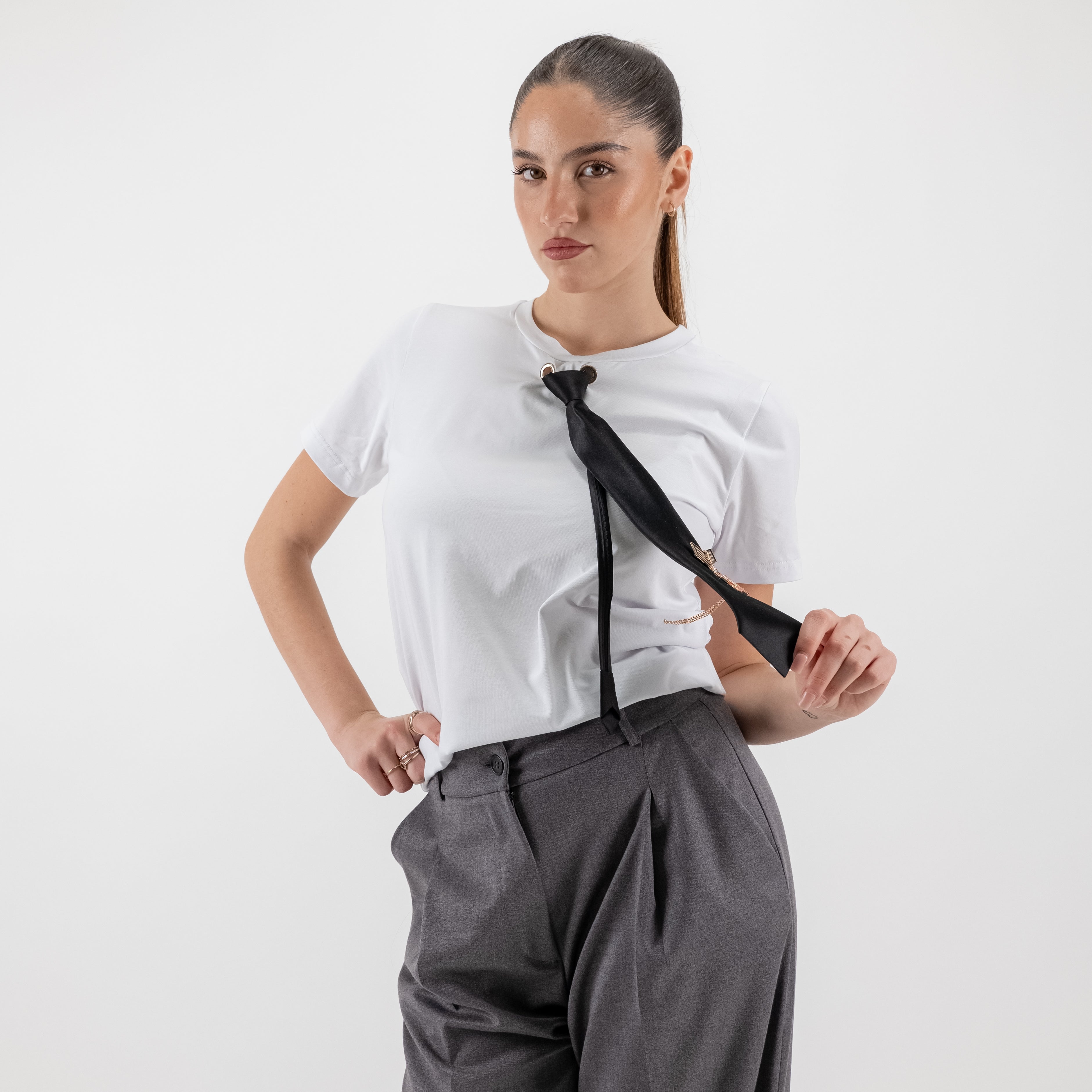 JETAIME T-SHIRT TIE&PIN  BIANCO