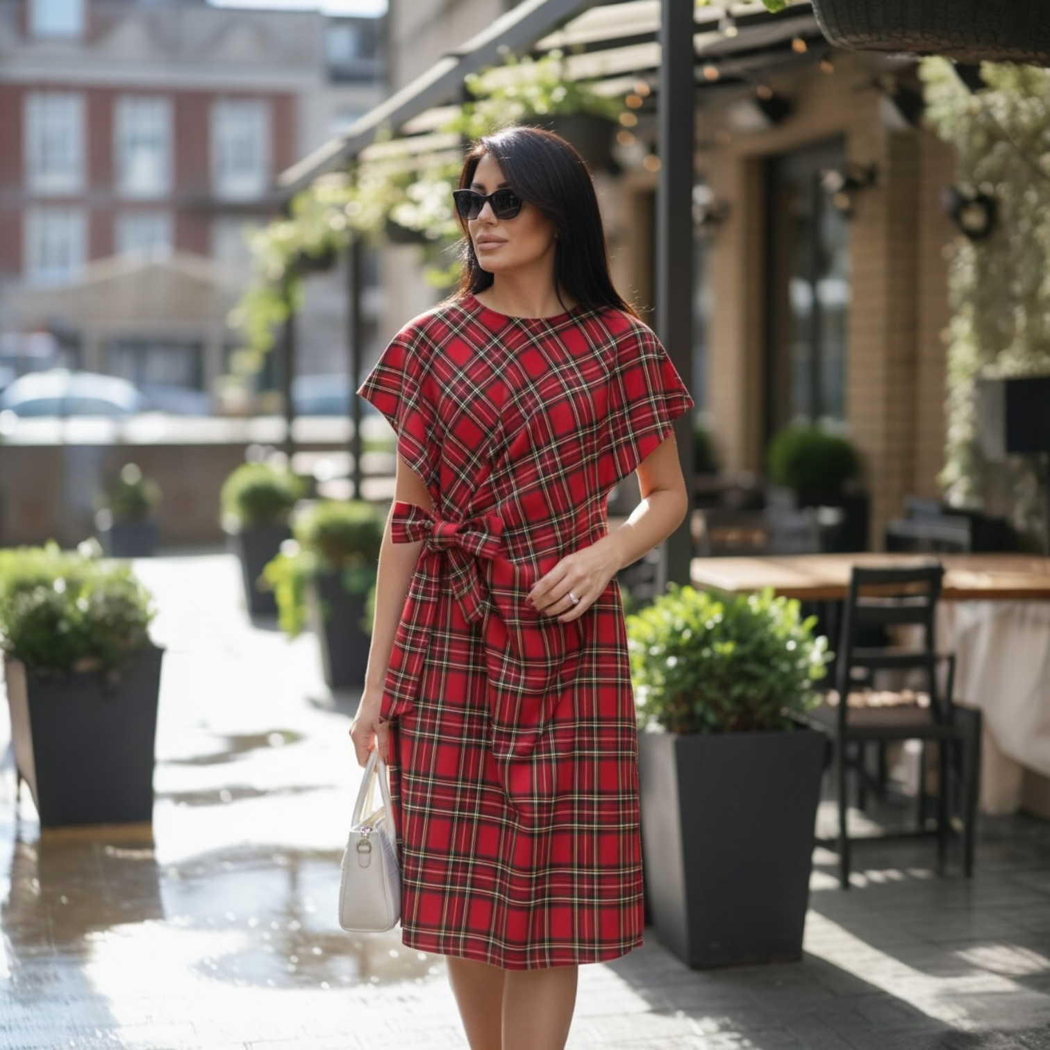SARTORIA ABITO NODE TARTAN ROSSO
