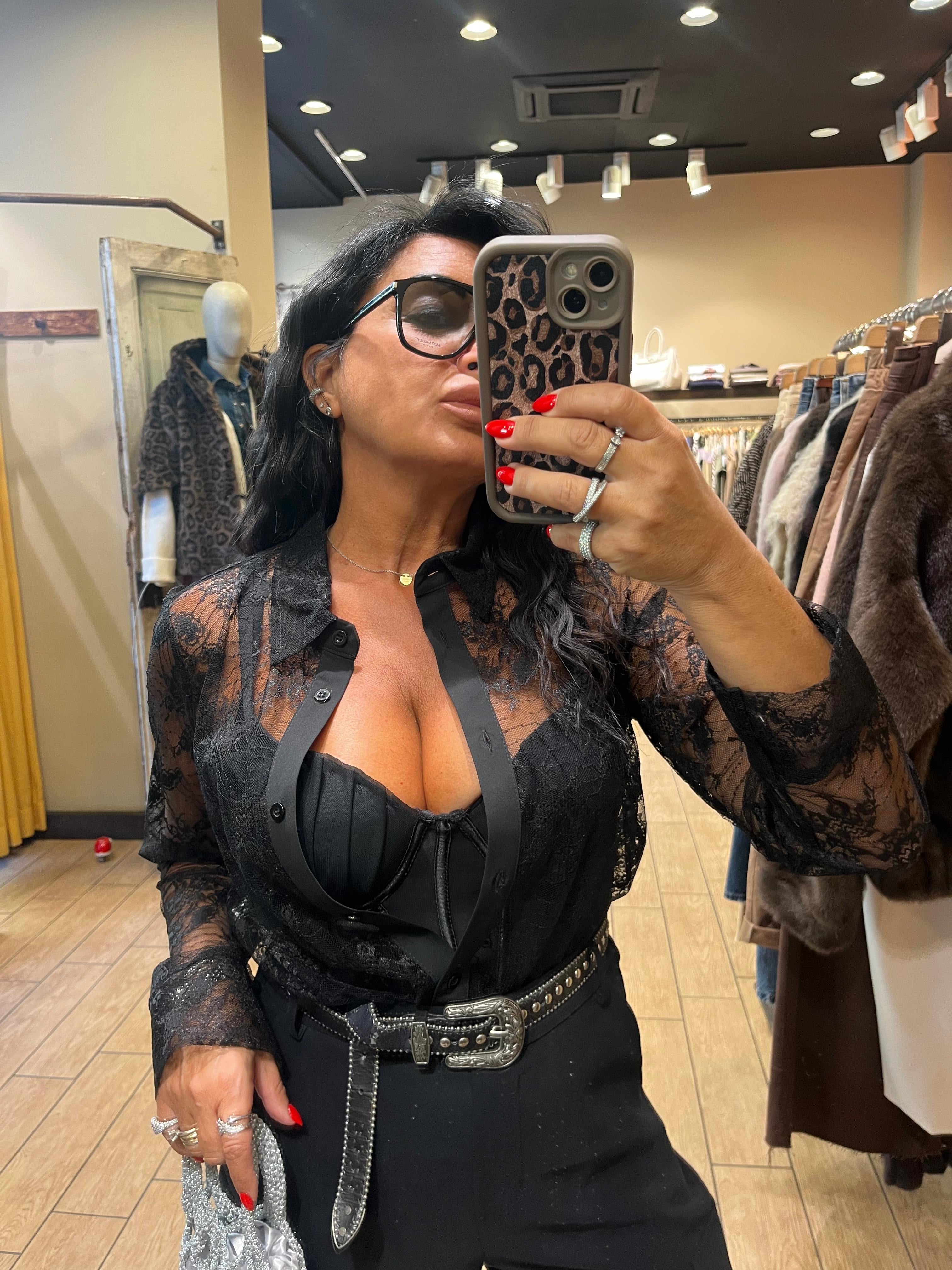 LOKITA CAMICIA PIZZO NERO