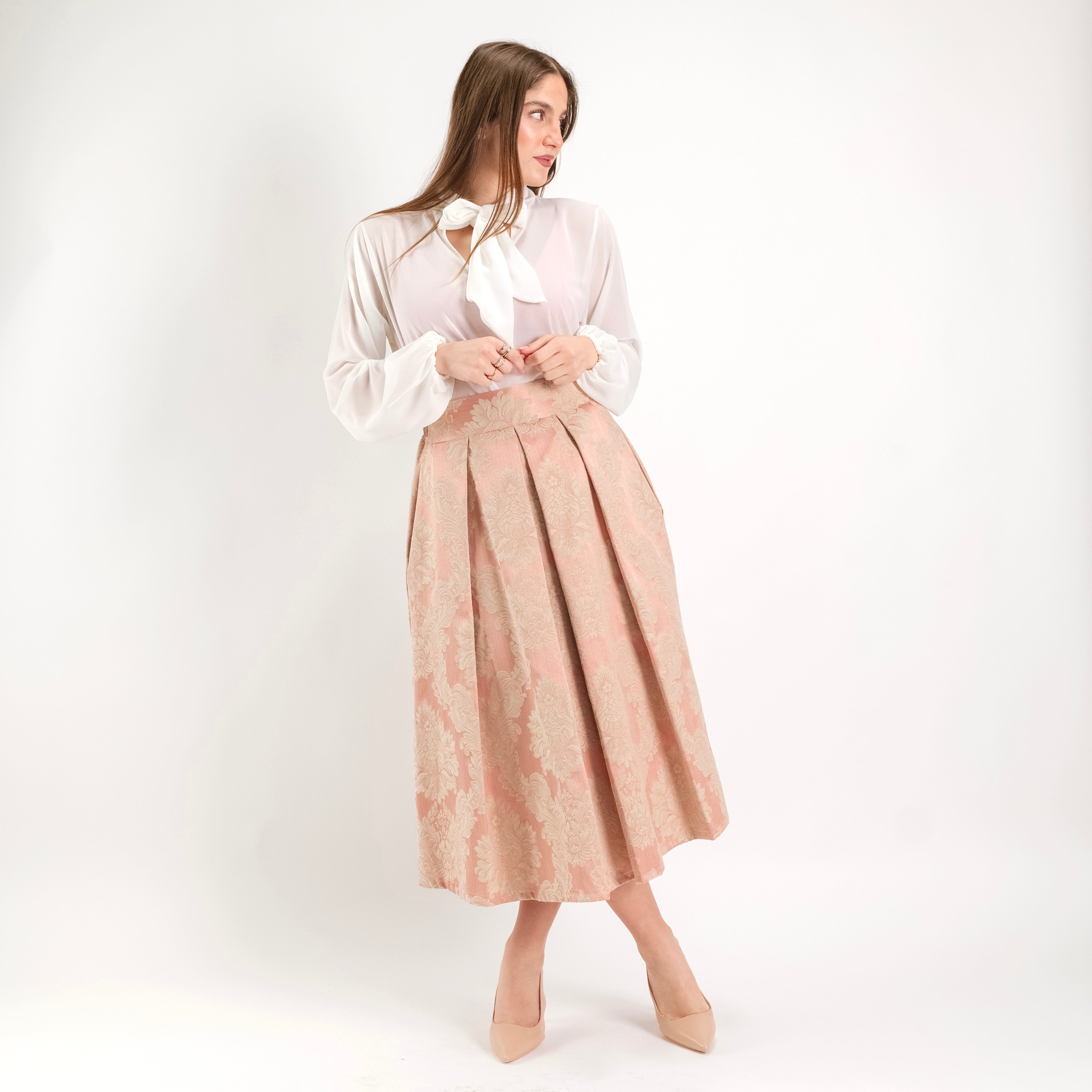 SARTORIA GONNA DAMASCO ROSA