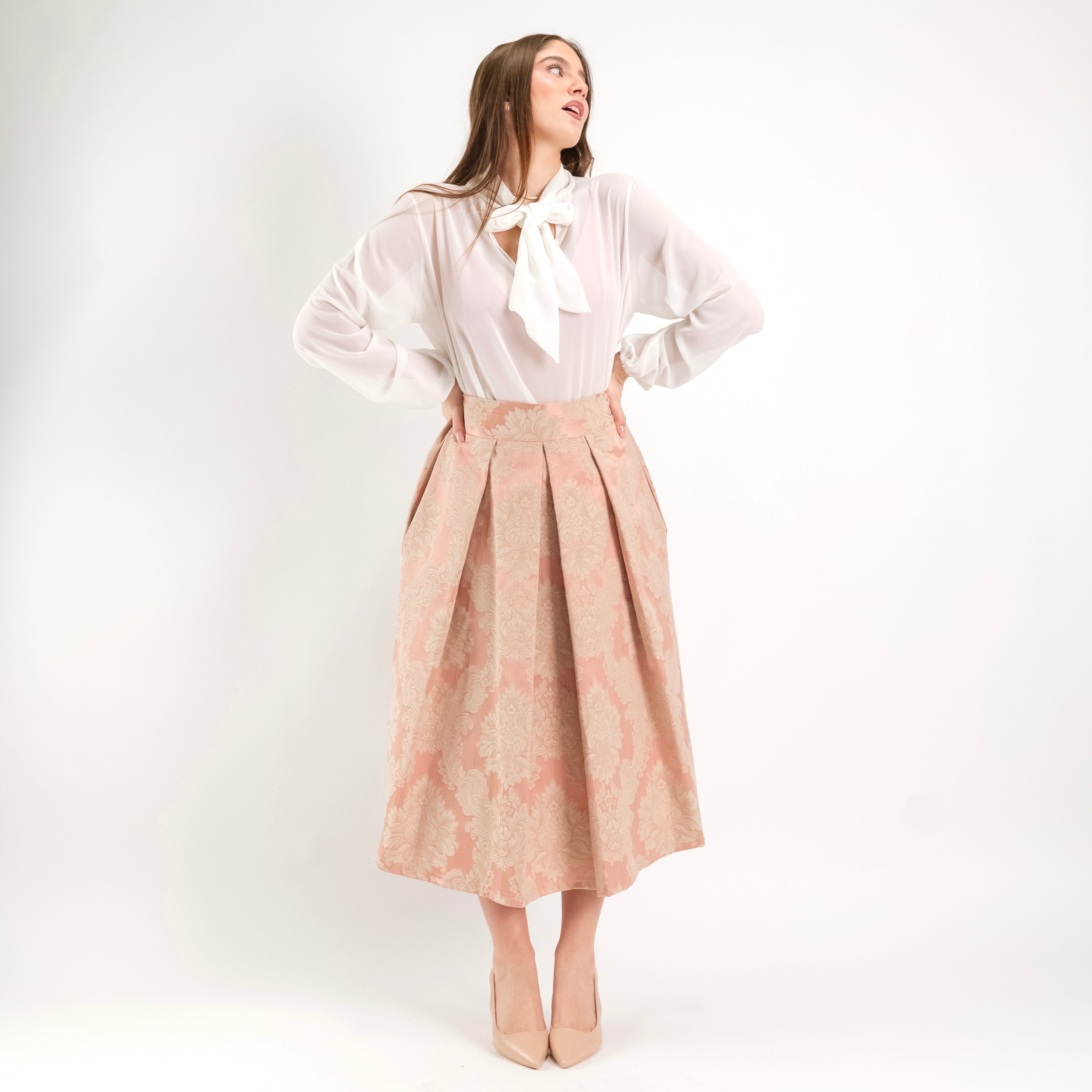SARTORIA GONNA DAMASCO ROSA