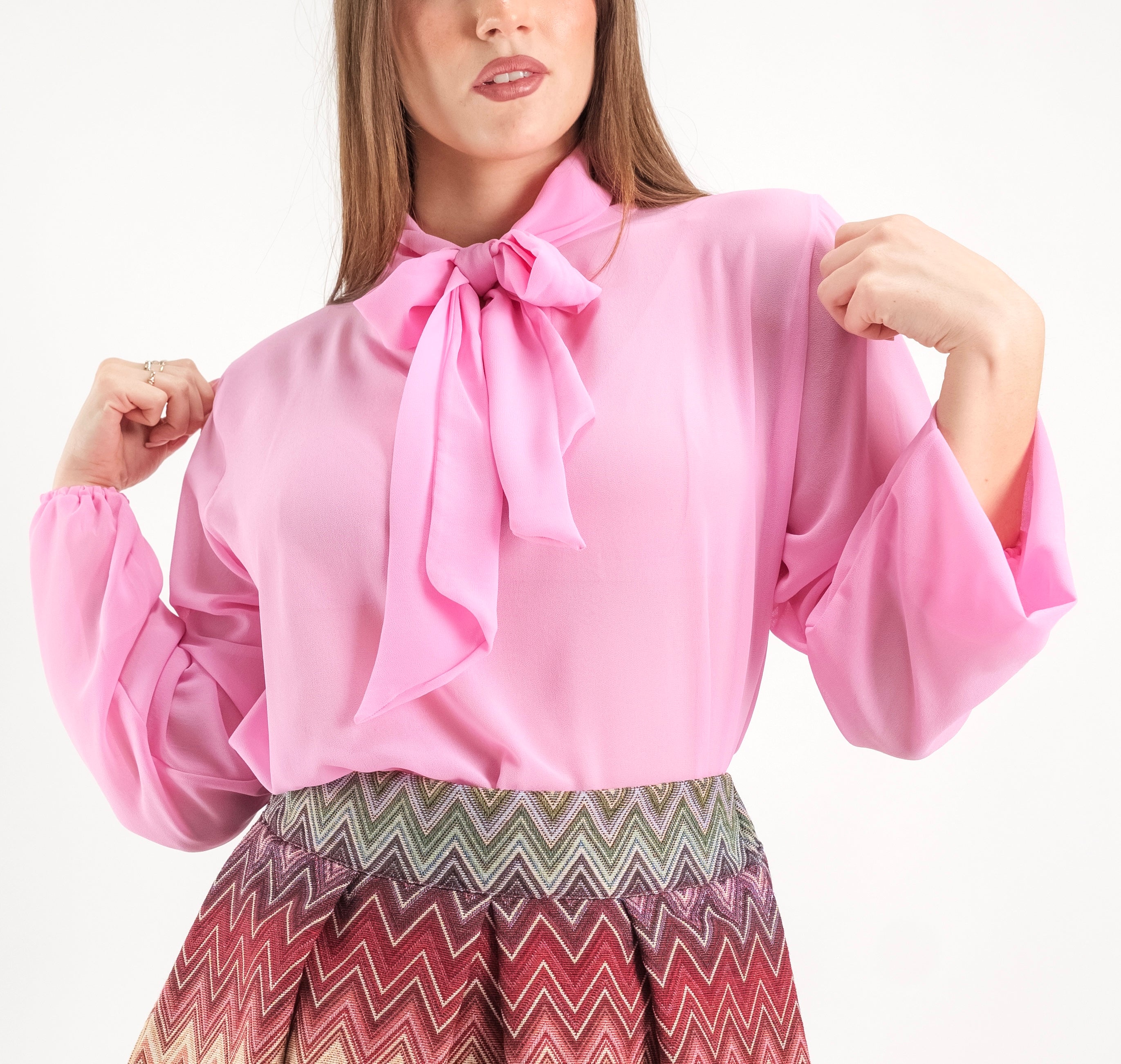SARTORIA BLUSA FIOCCO ROSA BOUBLE