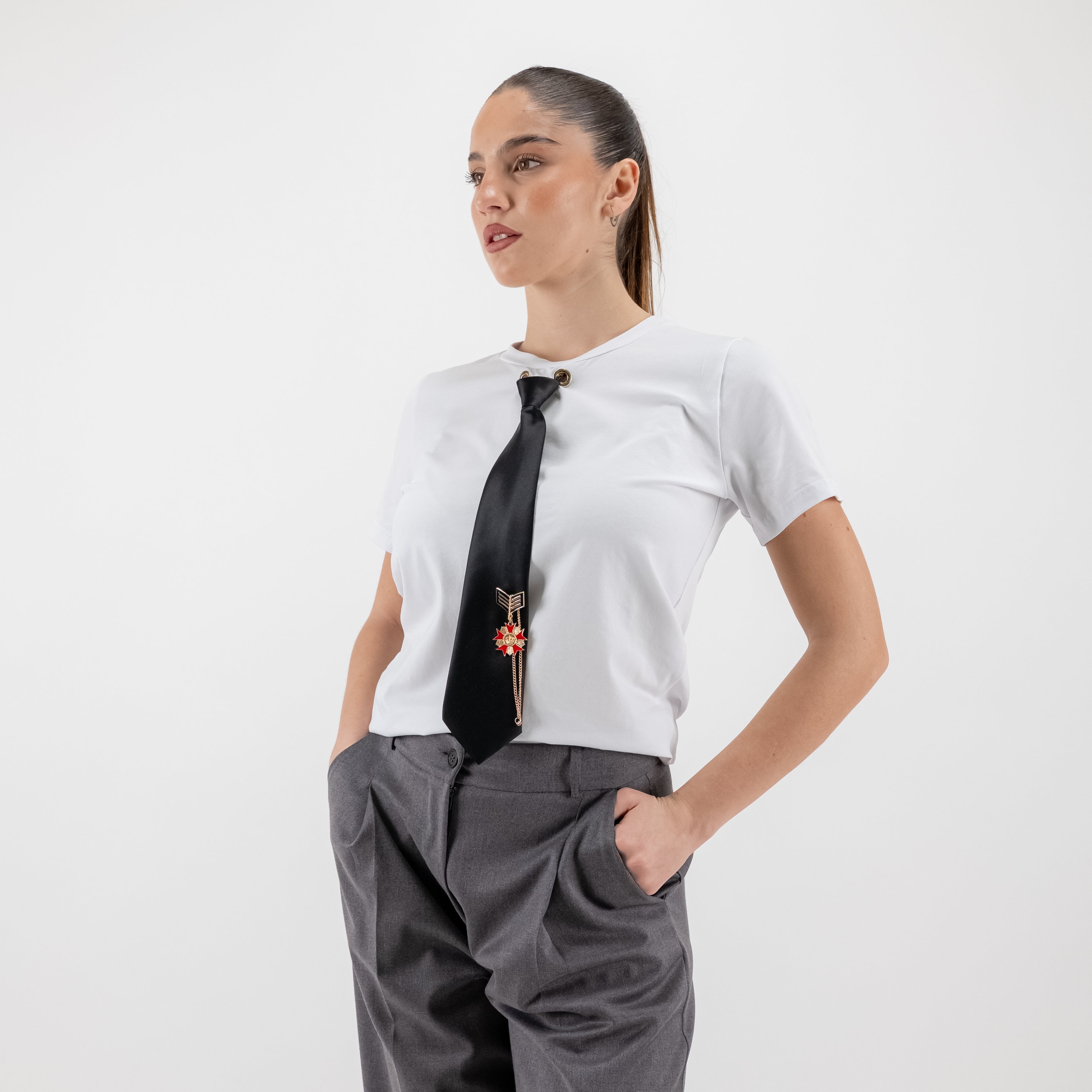 JETAIME T-SHIRT TIE&PIN  BIANCO