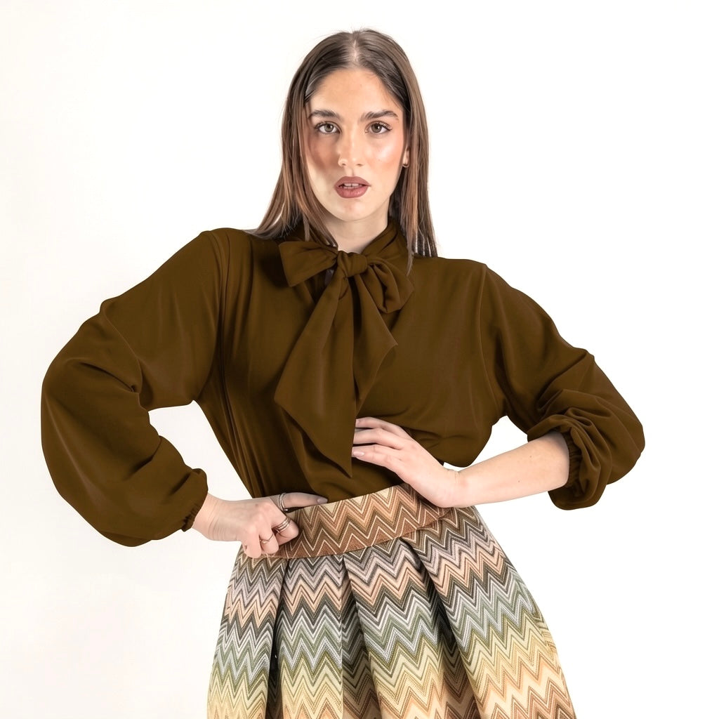 SARTORIA BLUSA FIOCCO CIOCCOLATO