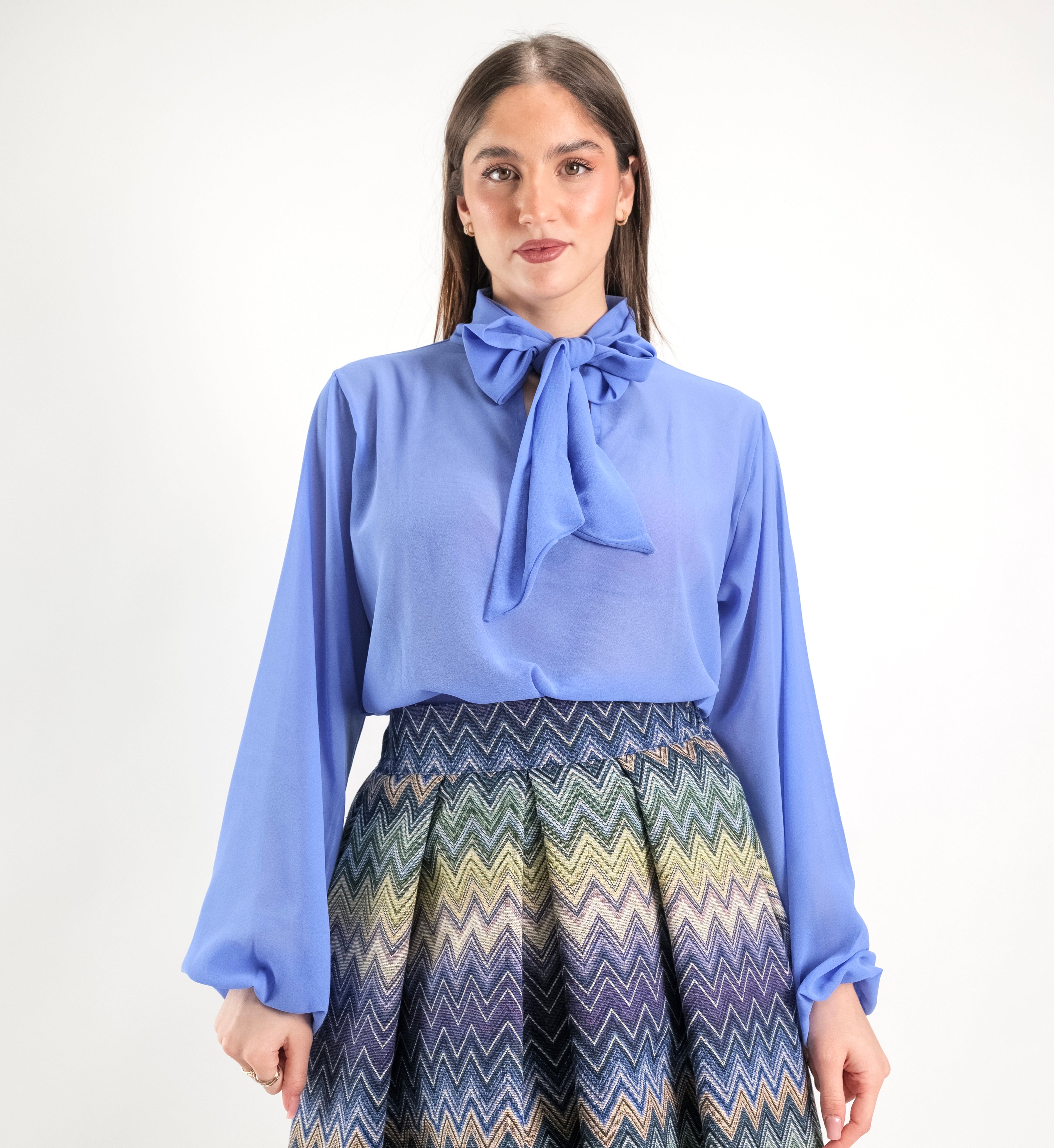SARTORIA BLUSA FIOCCO AZZURRO