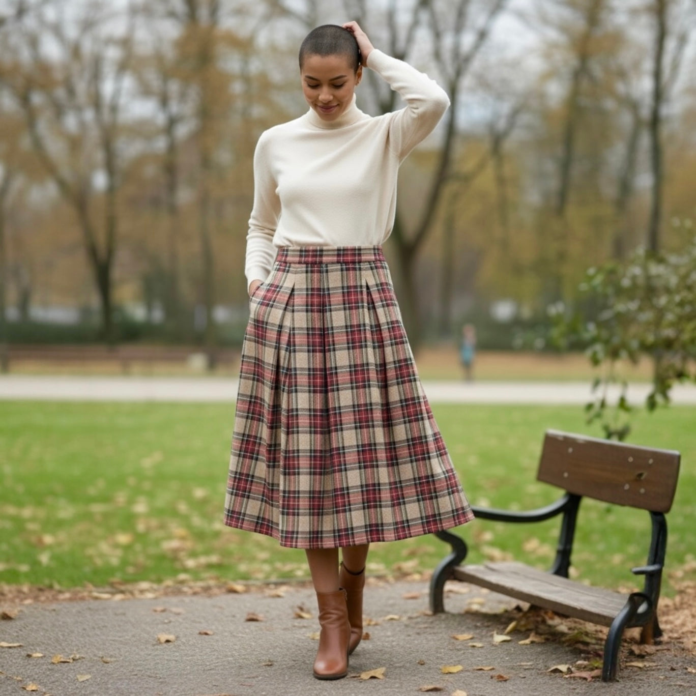 SARTORIA GONNA TARTAN CAMEL