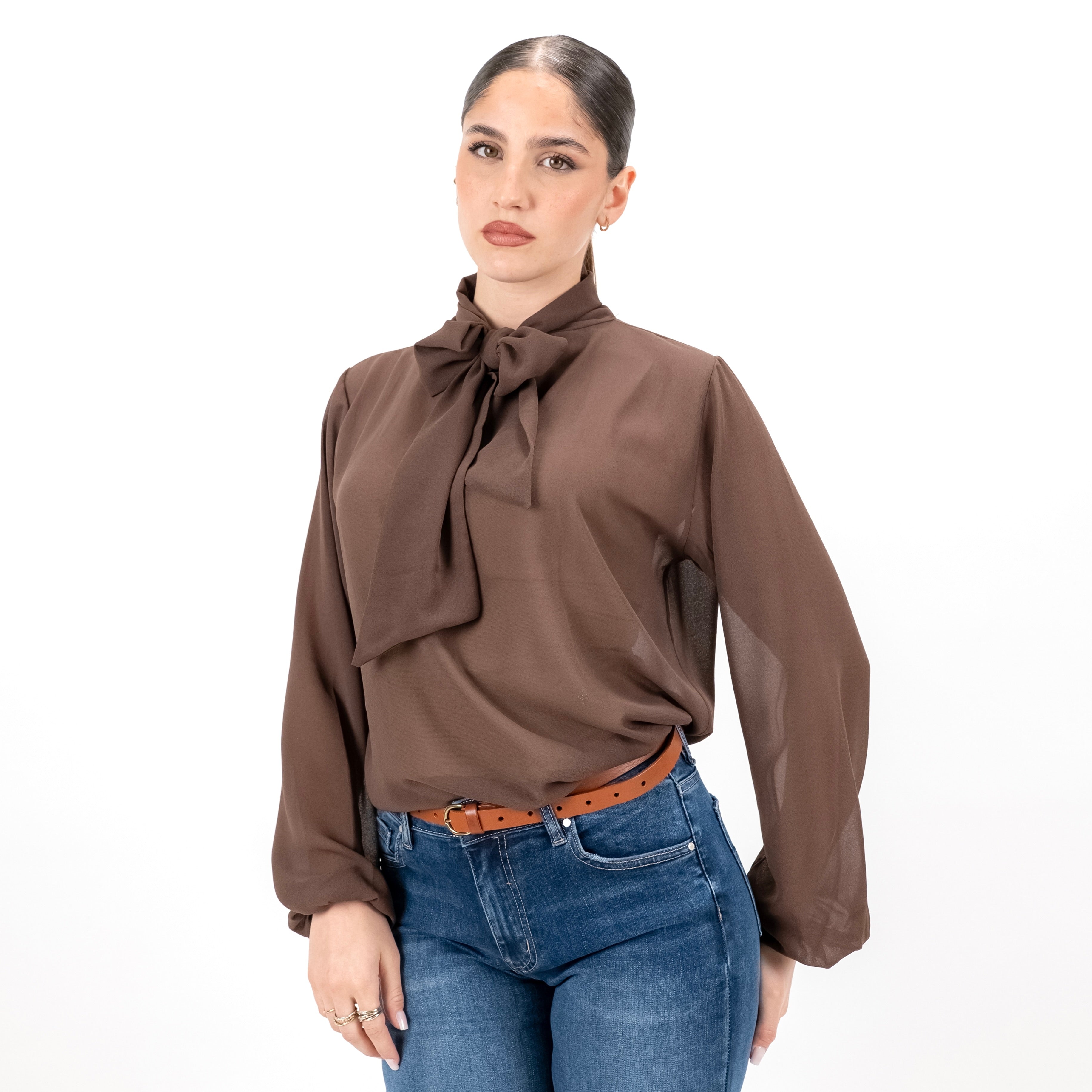 SARTORIA BLUSA FIOCCO CIOCCOLATO