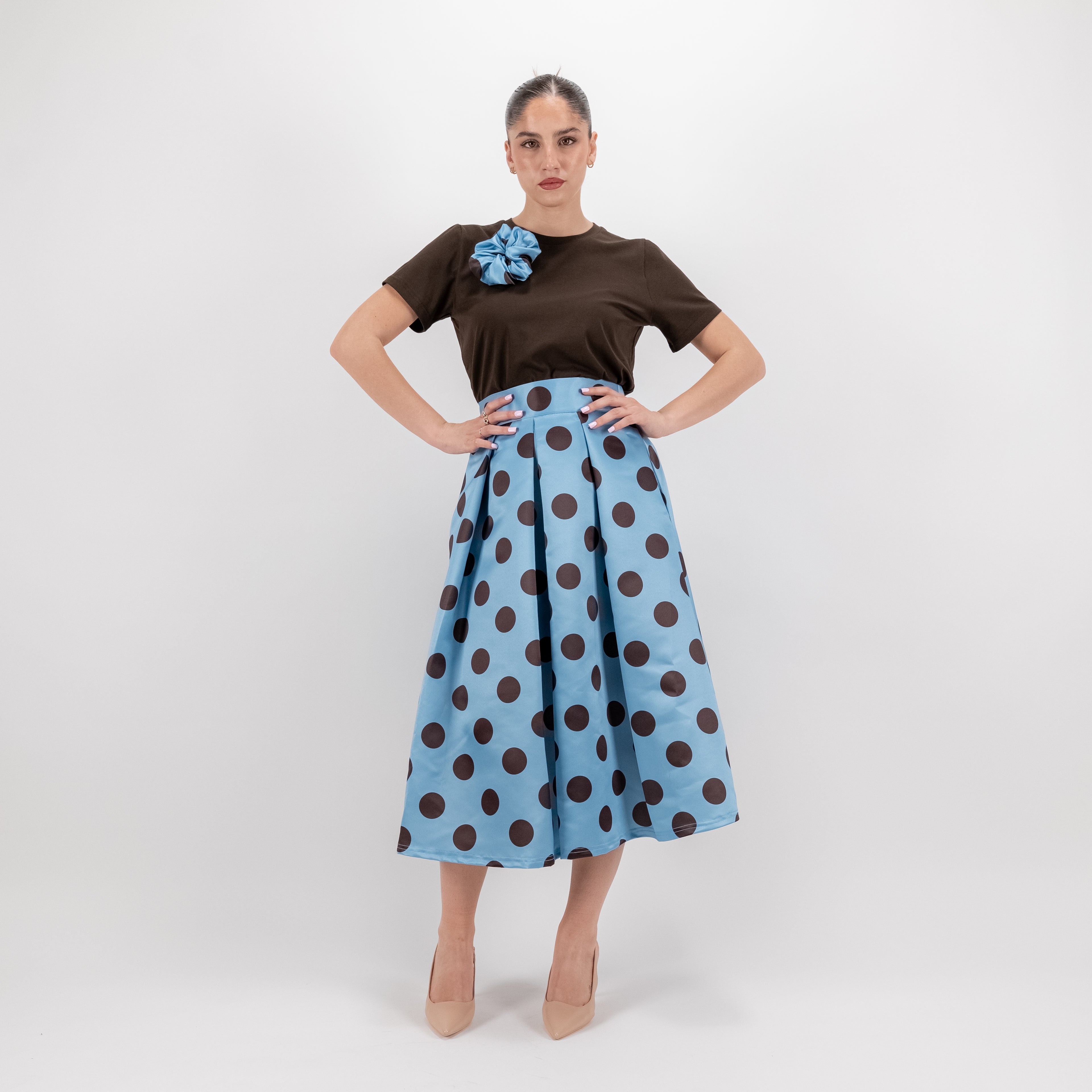 SARTORIA GONNA MIDI POIS