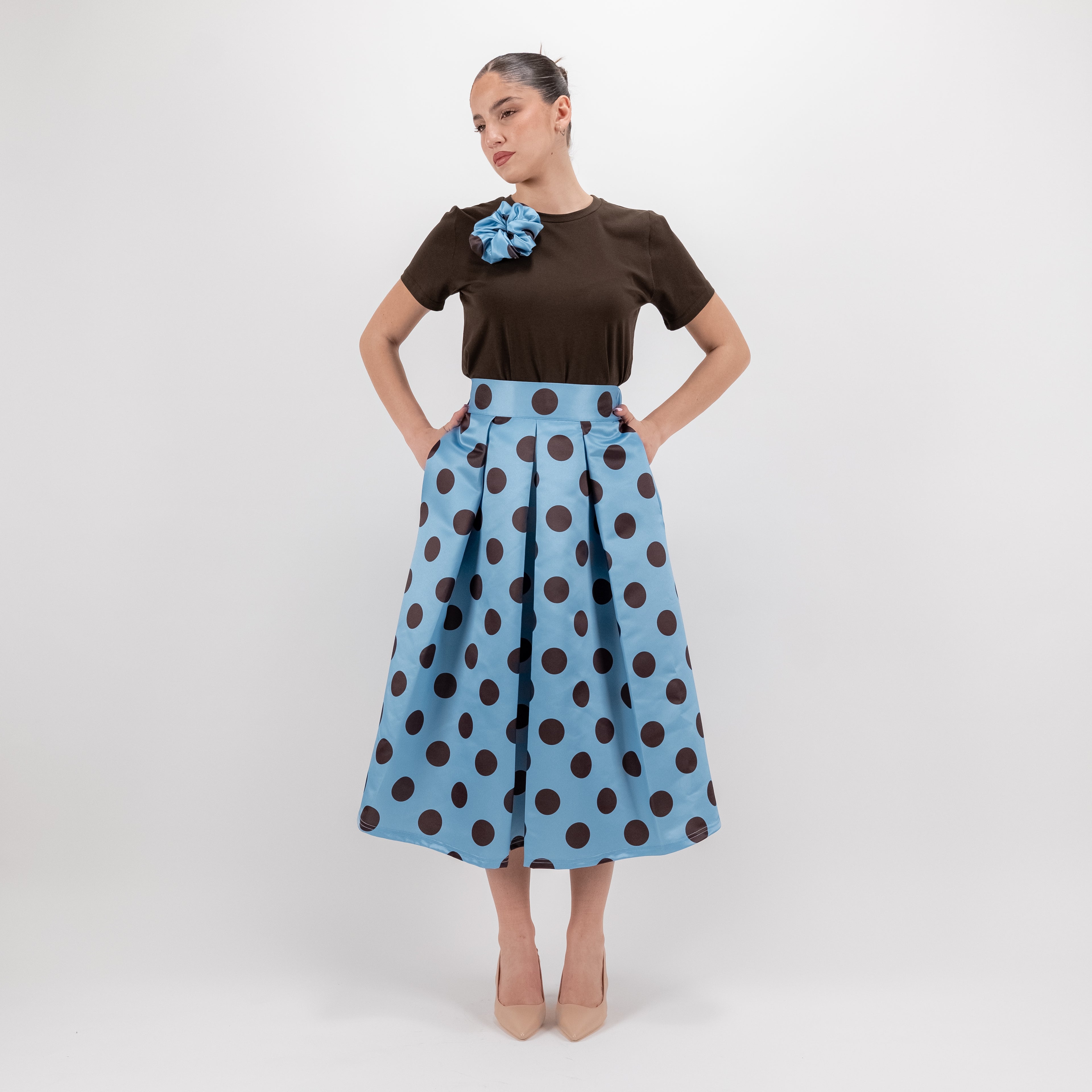SARTORIA GONNA MIDI POIS