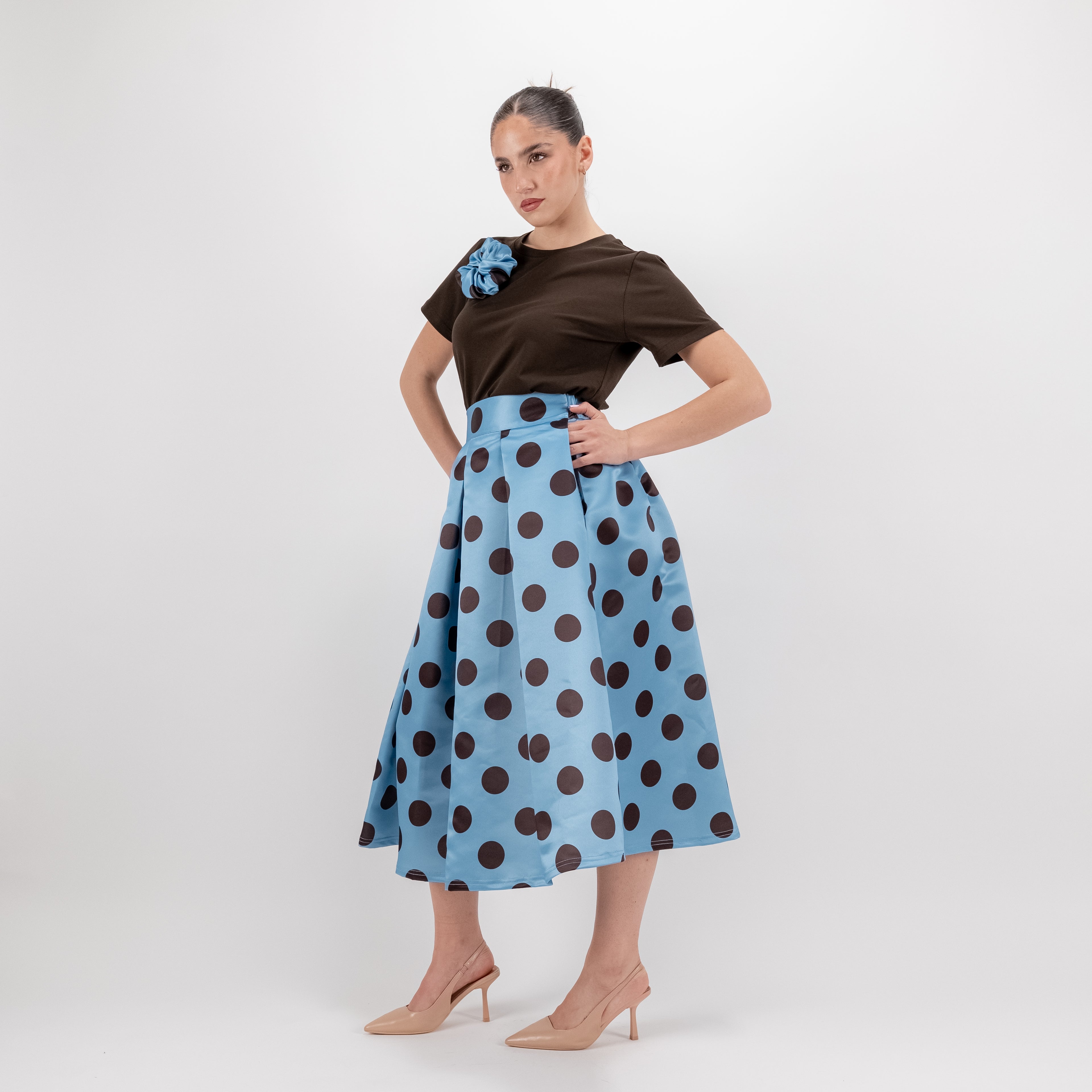 SARTORIA GONNA MIDI POIS