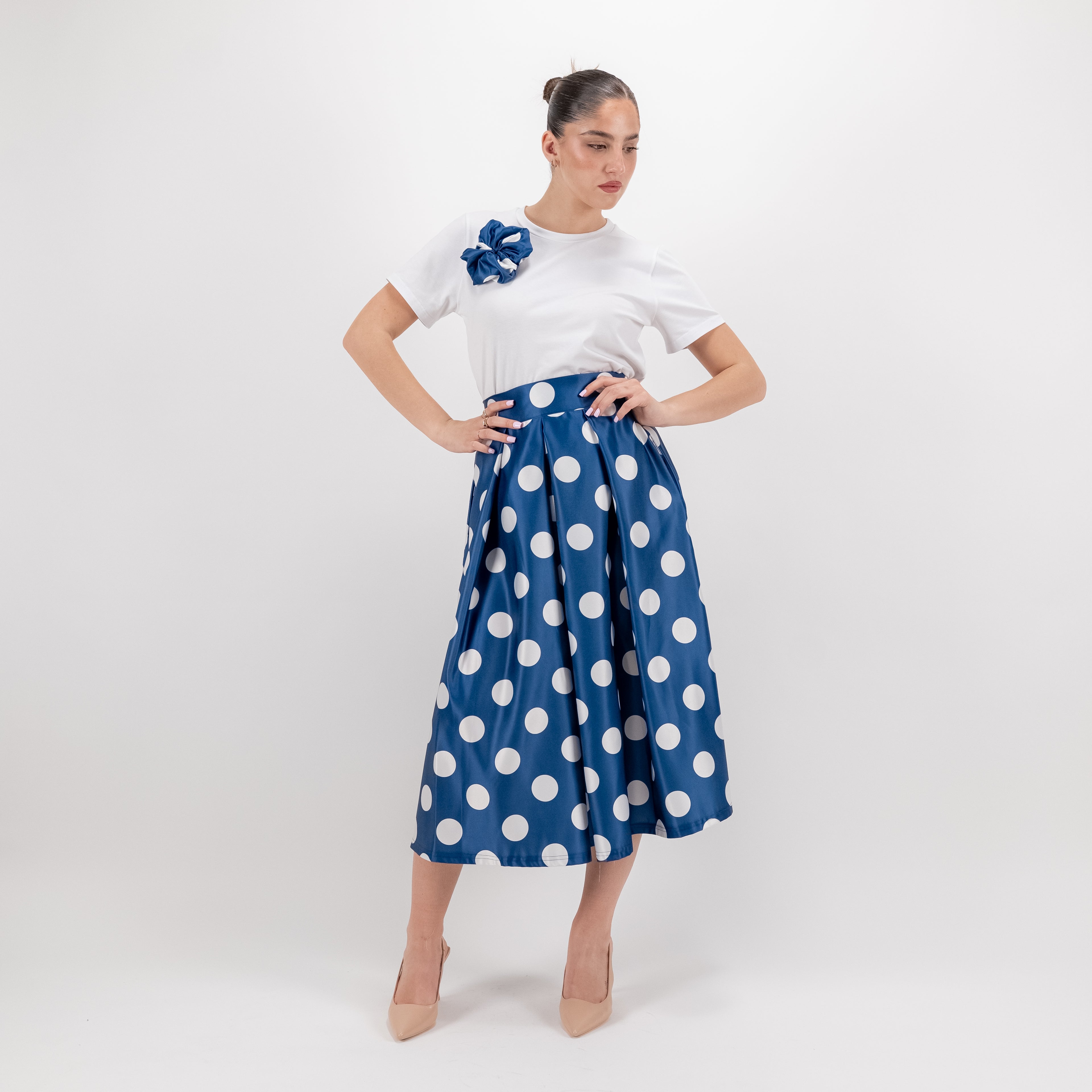SARTORIA GONNA MIDI POIS