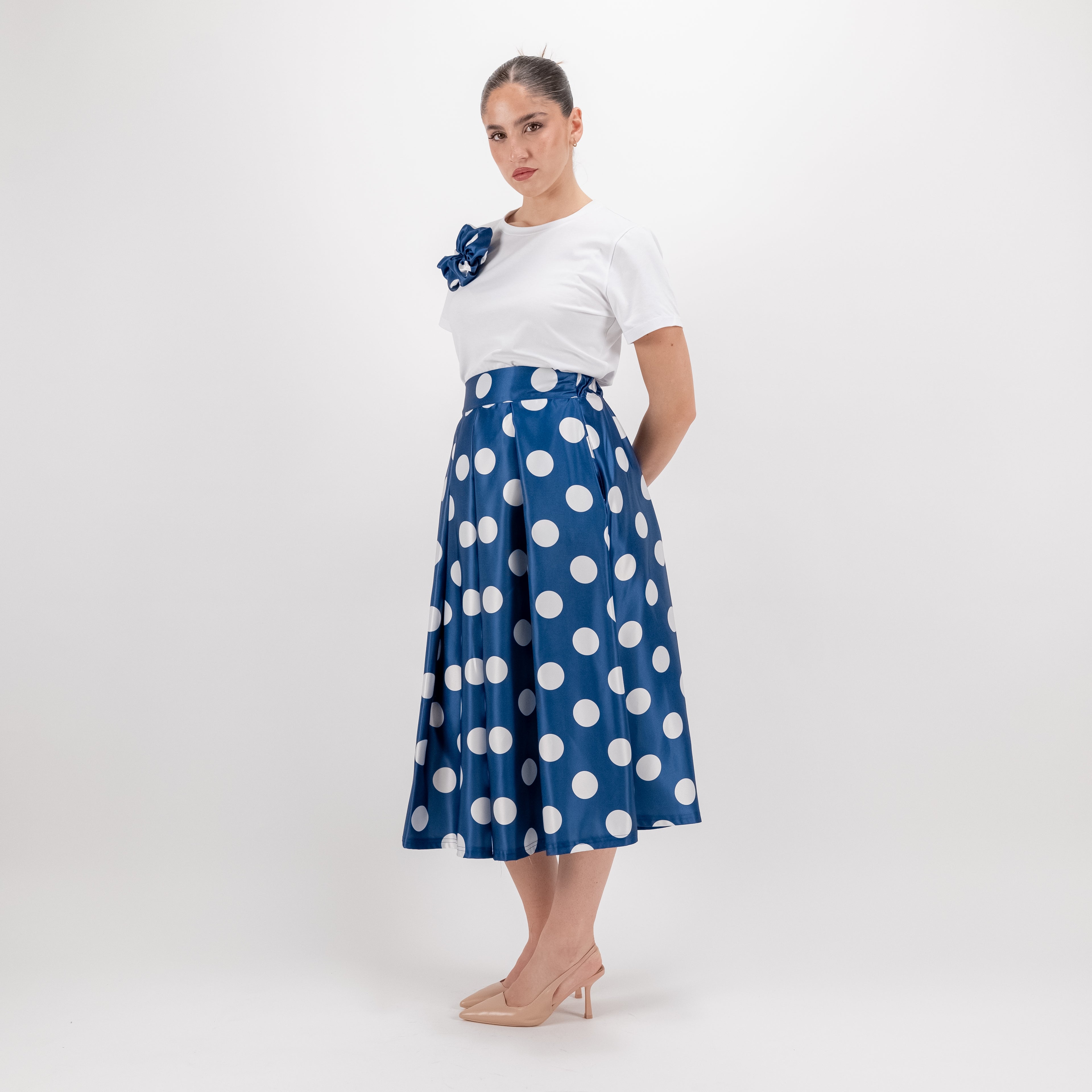 SARTORIA GONNA MIDI POIS