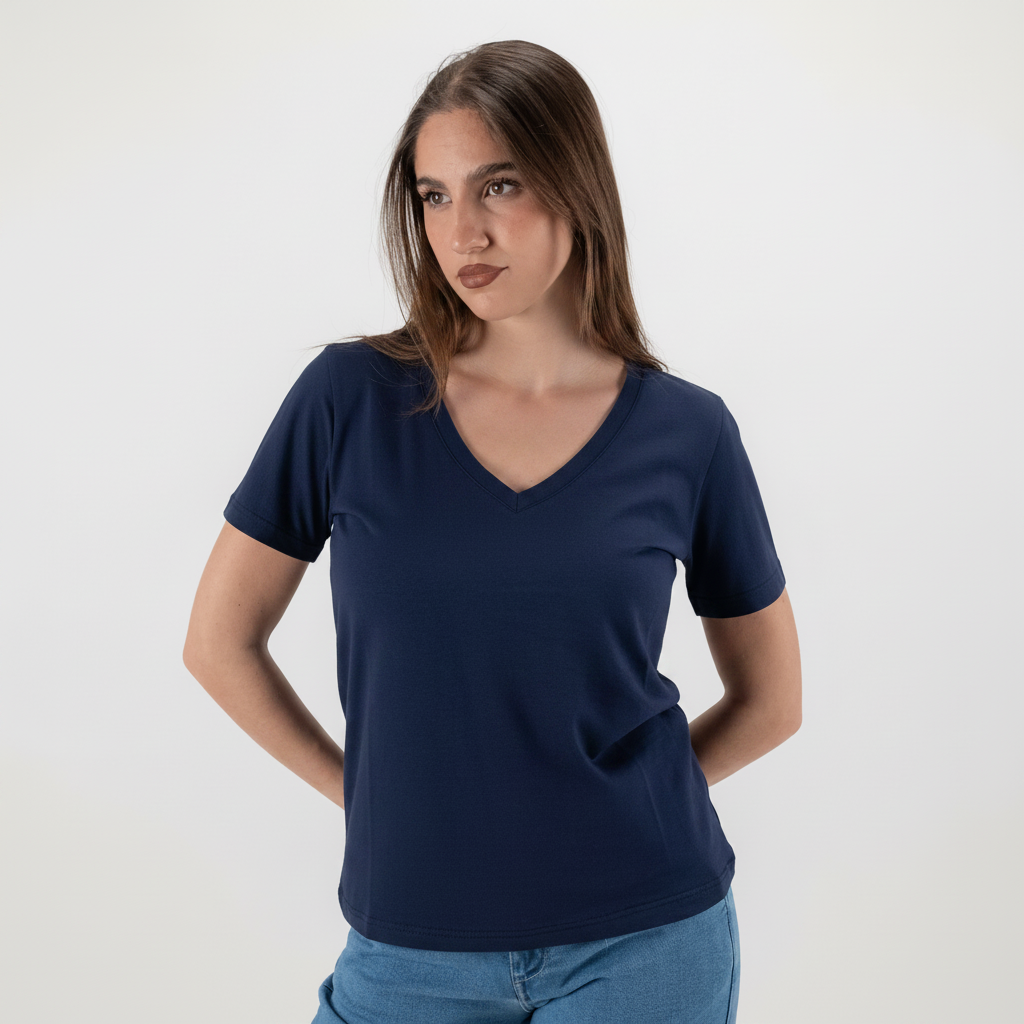 SOUTHLAB T-SHIRT BASIC SCOLLO V BLU